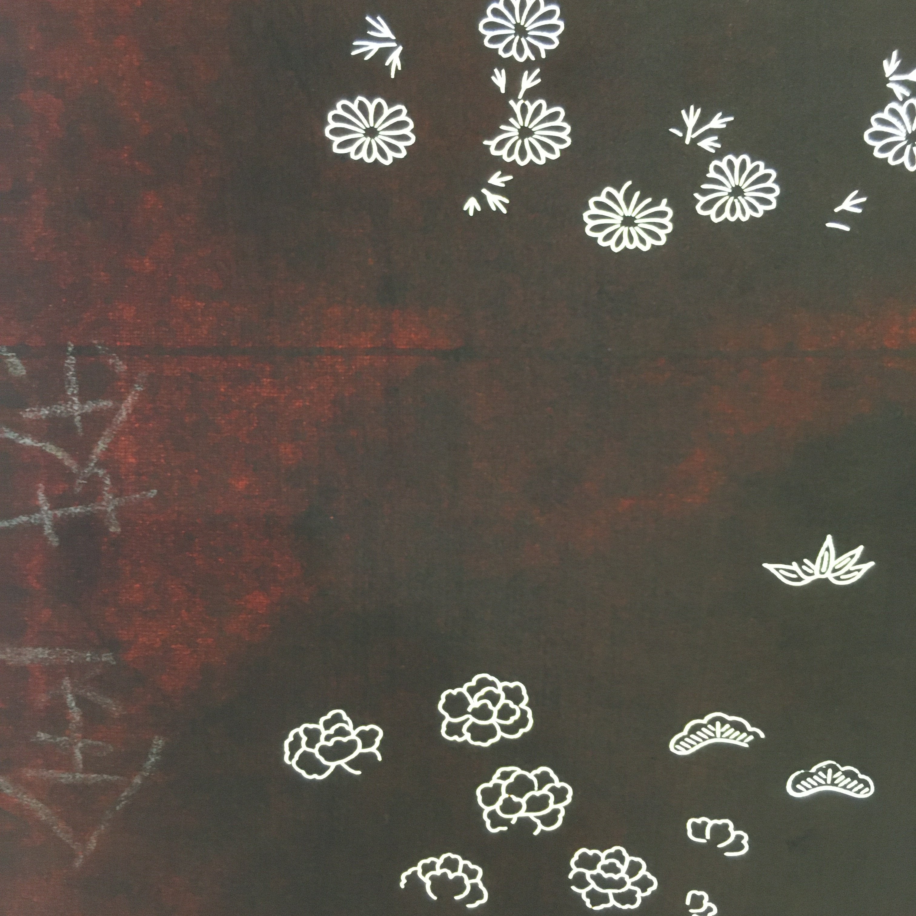 Antique Japanese Katagami Paper Kimono Stencil Katazome Design Flowers C834