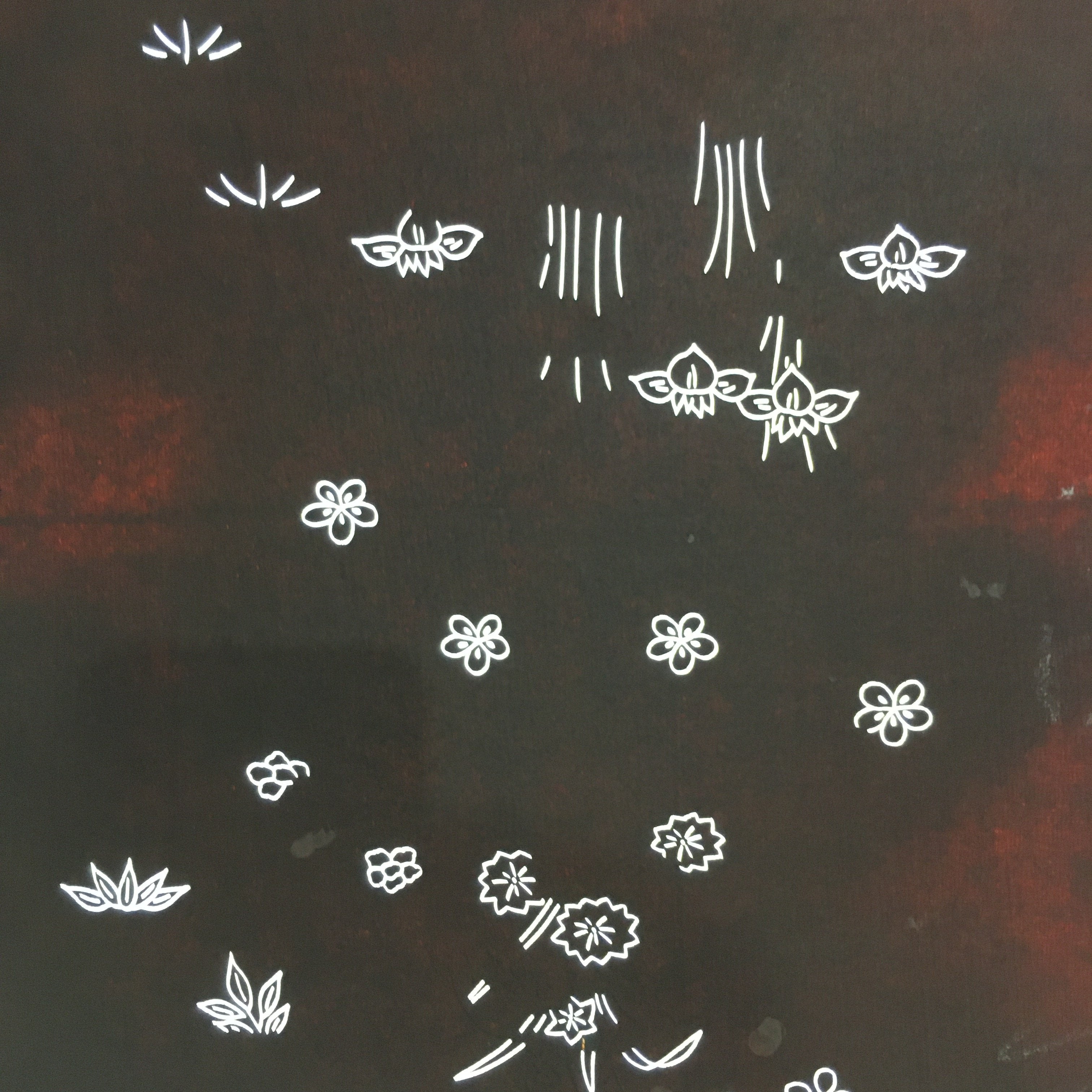 Antique Japanese Katagami Paper Kimono Stencil Katazome Design Flowers C834