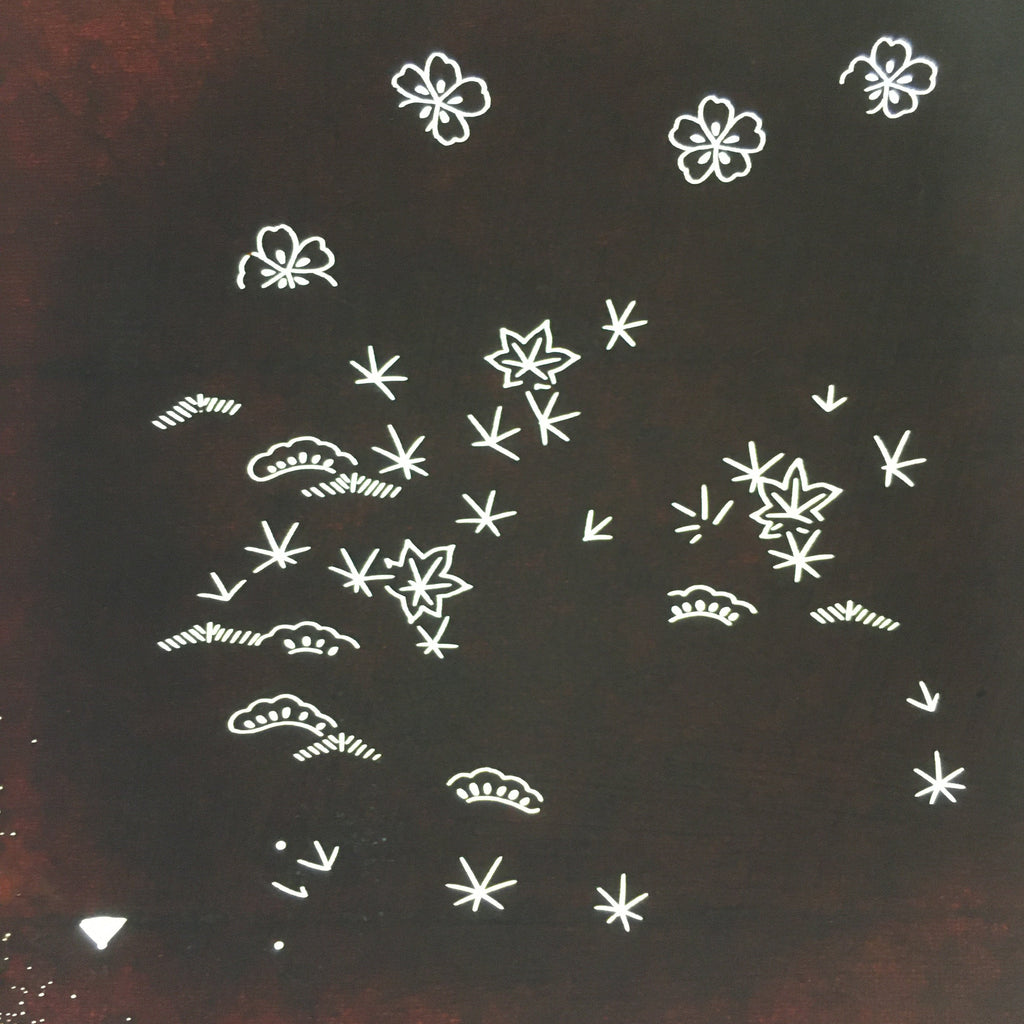 Antique Japanese Katagami Paper Kimono Stencil Katazome Design Flowers C834