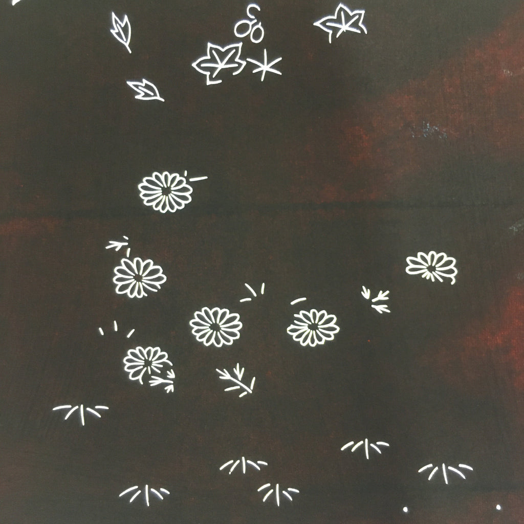 Antique Japanese Katagami Paper Kimono Stencil Katazome Design Flowers C834