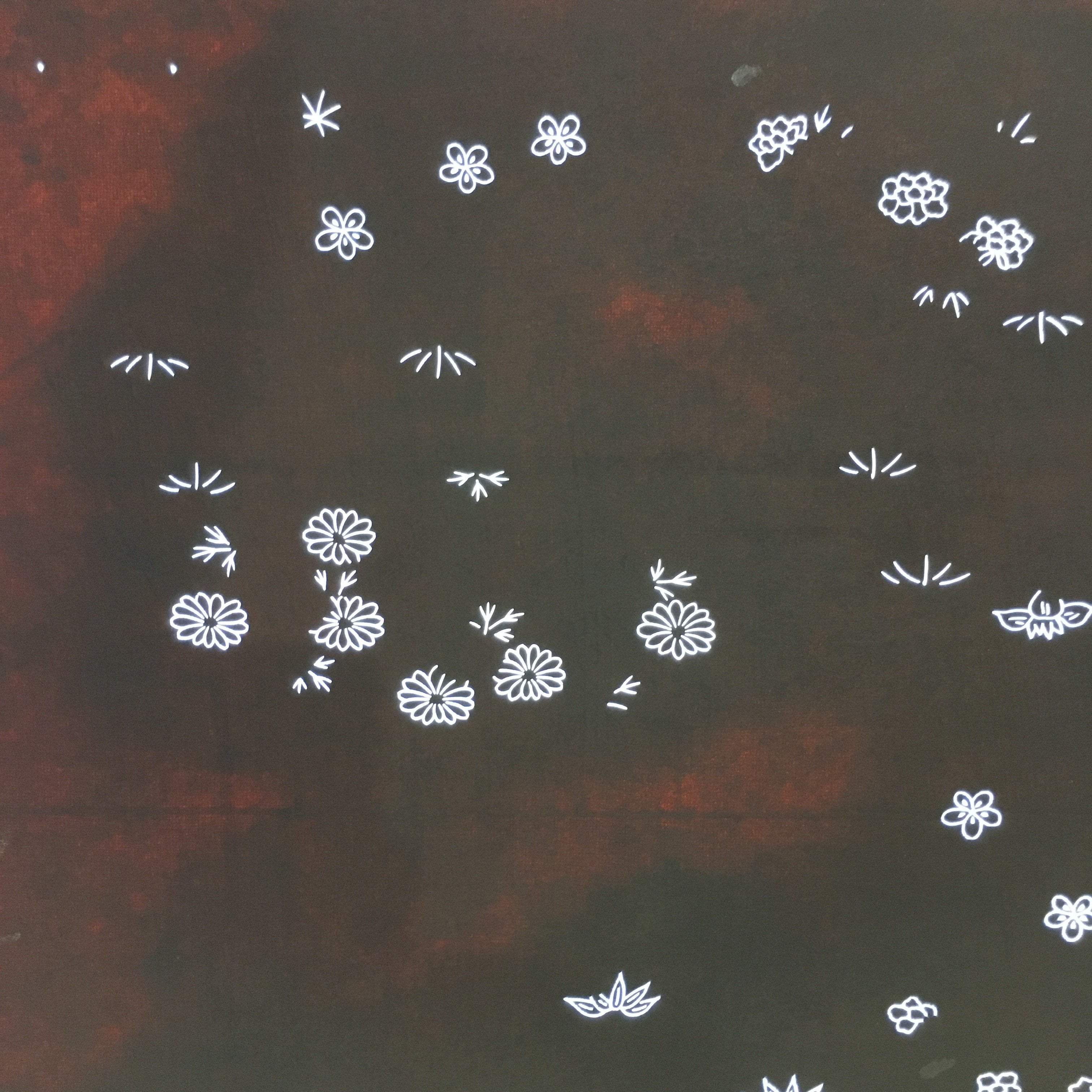 Antique Japanese Katagami Paper Kimono Stencil Katazome Design Flowers C834
