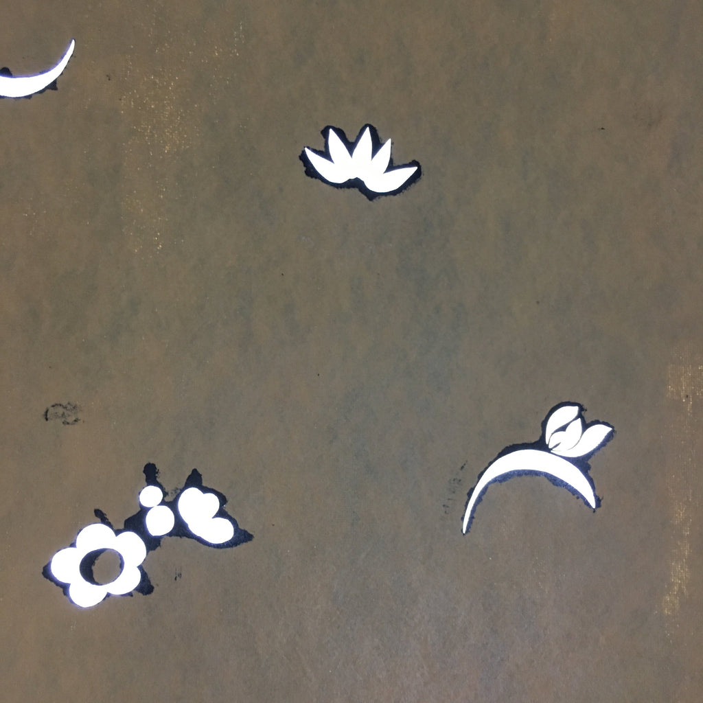 Antique Japanese Katagami Paper Kimono Stencil Katazome Floral Design C635