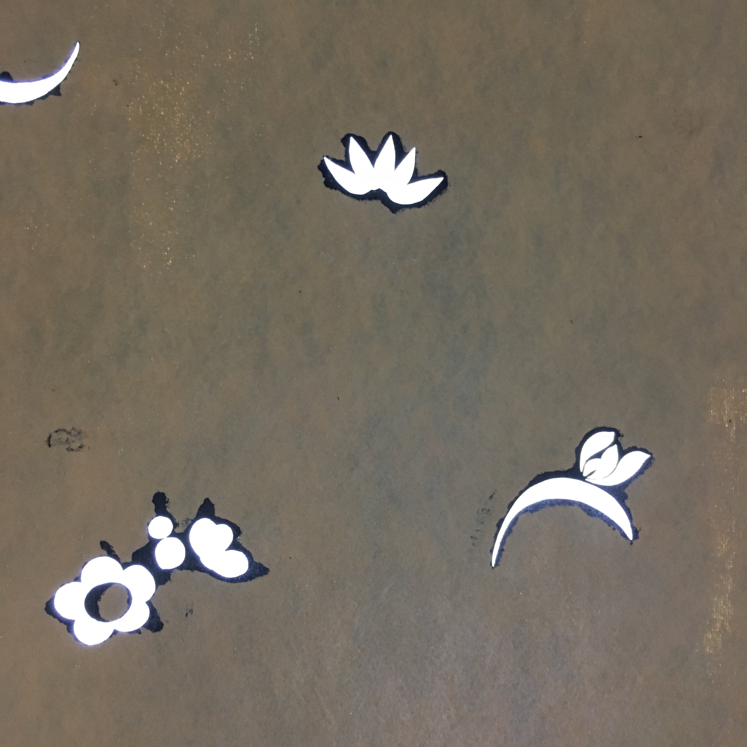 Antique Japanese Katagami Paper Kimono Stencil Katazome Floral Design C635