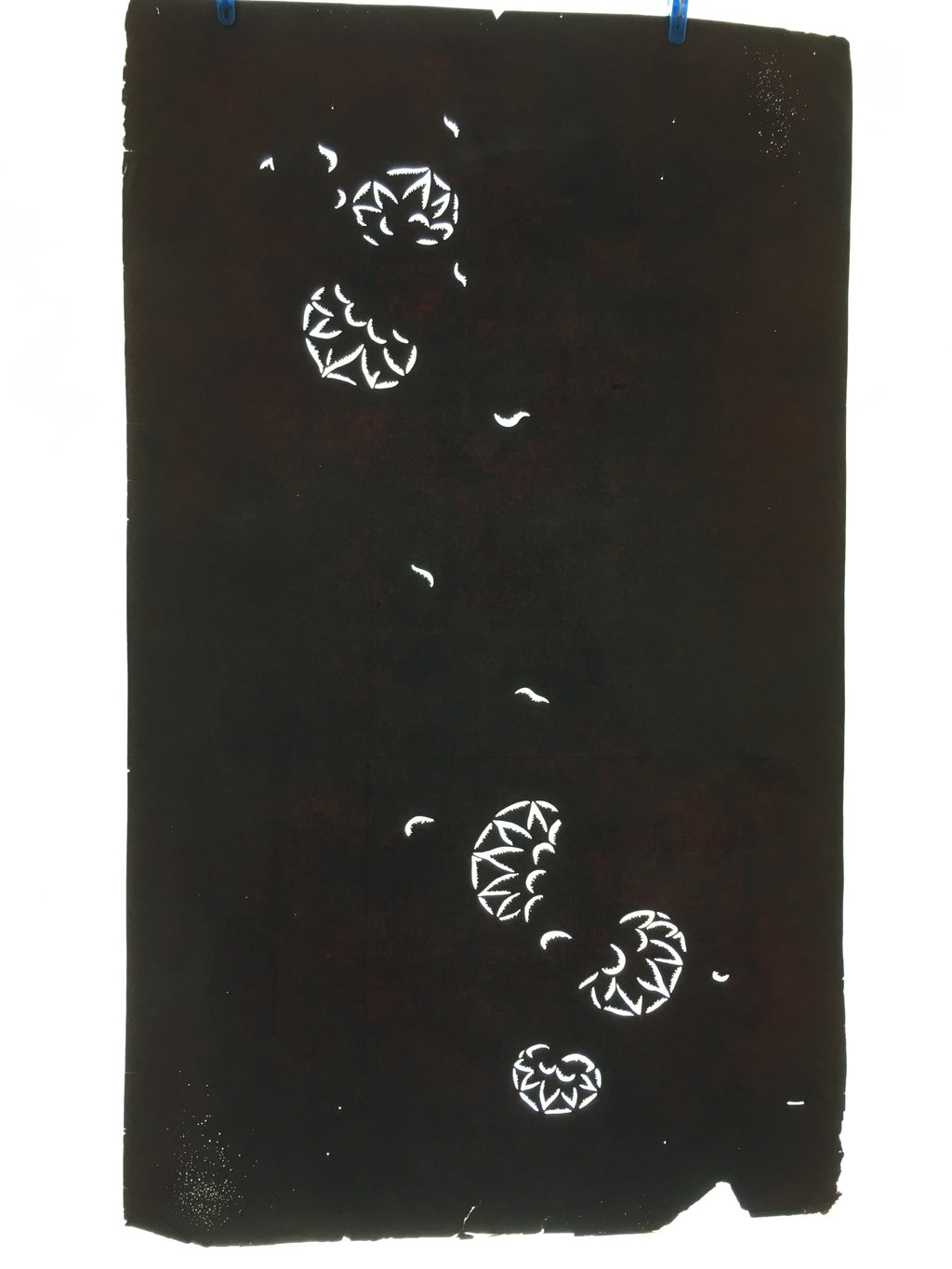 Antique Japanese Katagami Paper Kimono Stencil Katazome Floral Design C677
