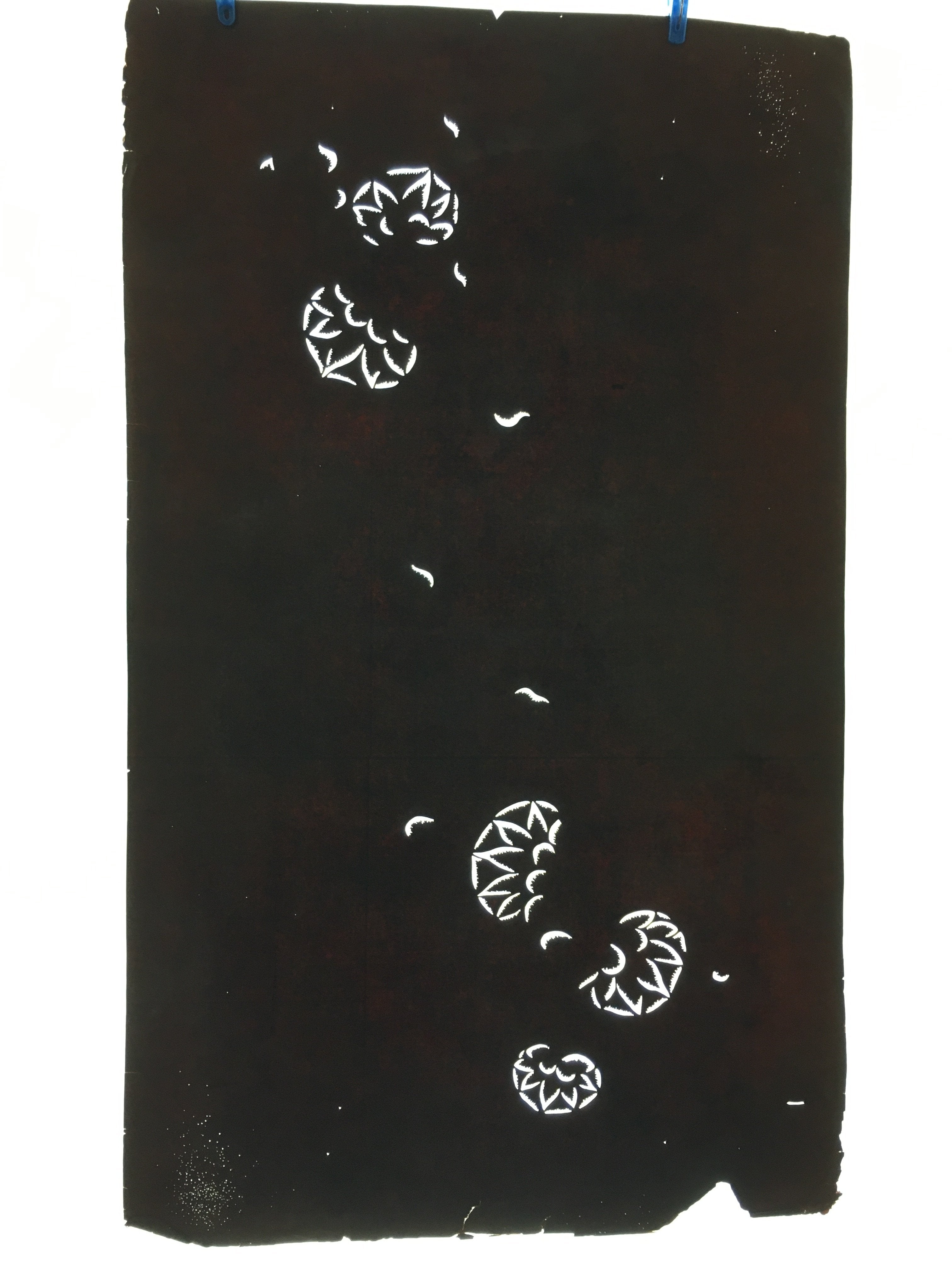 Antique Japanese Katagami Paper Kimono Stencil Katazome Floral Design C677
