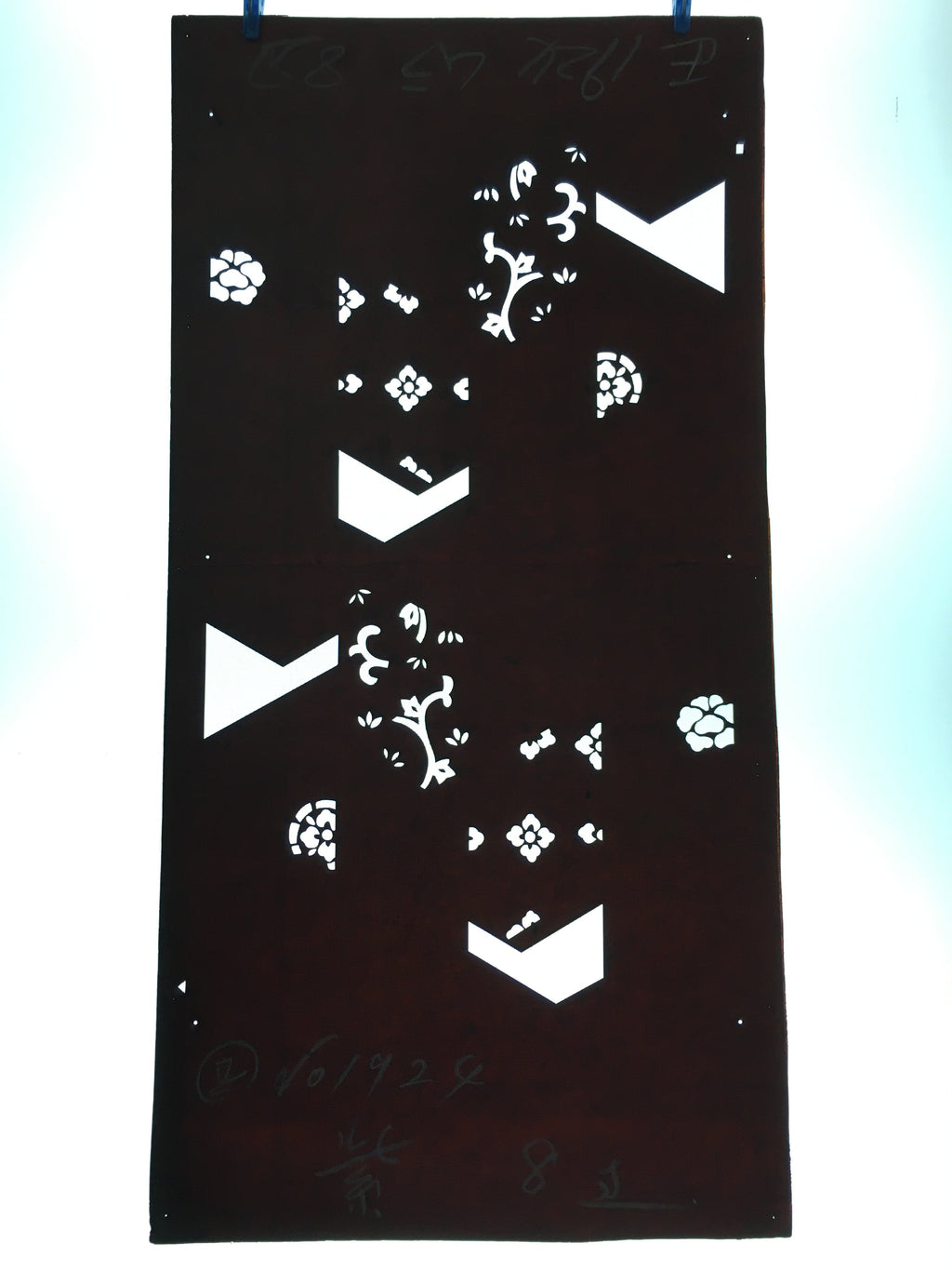 Antique Japanese Katagami Paper Kimono Stencil Katazome Flower Design C666