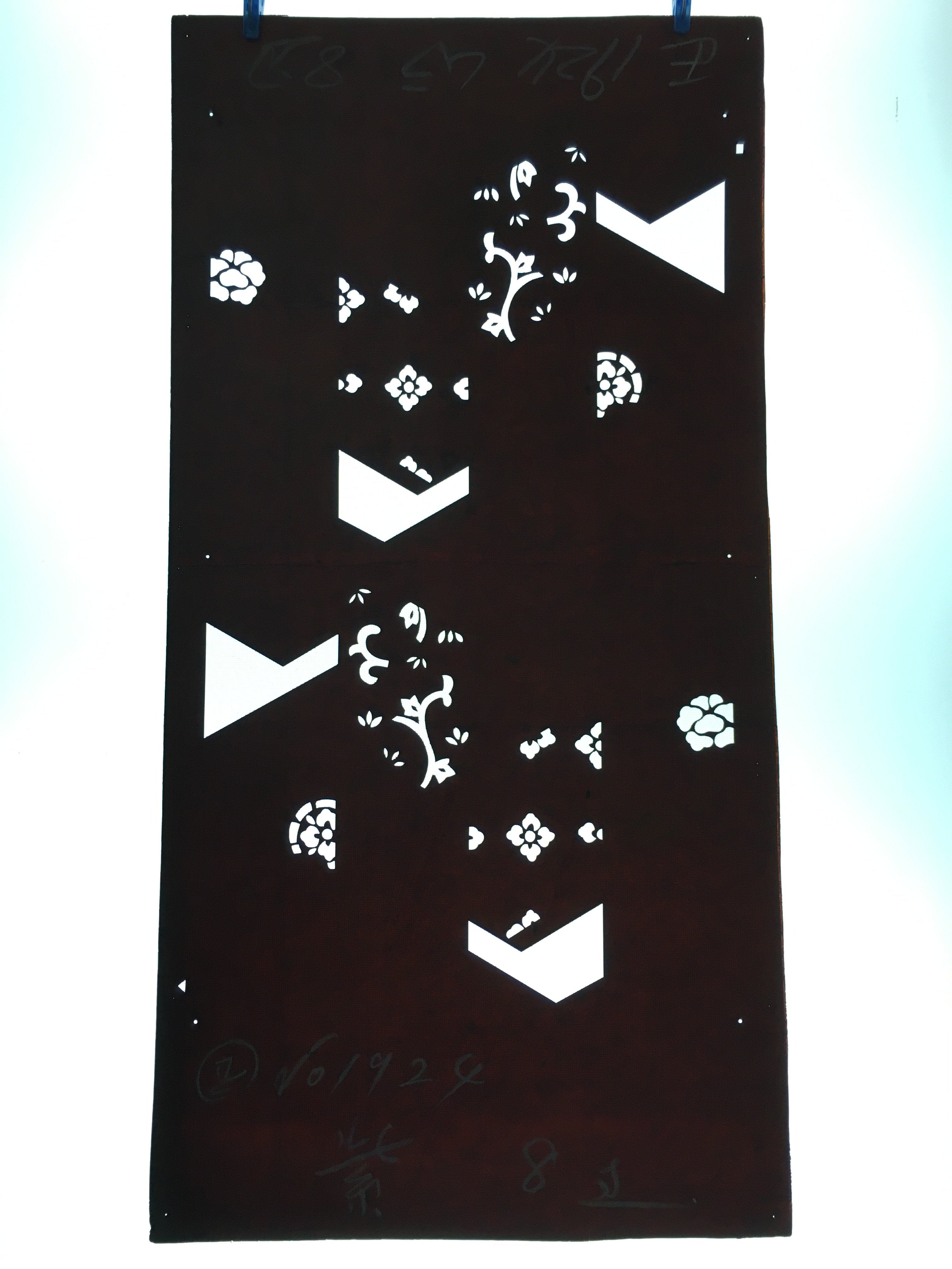 Antique Japanese Katagami Paper Kimono Stencil Katazome Flower Design C666