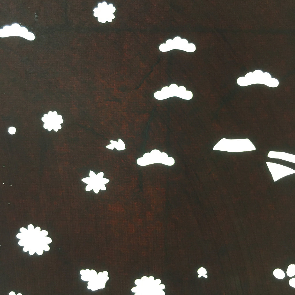 Antique Japanese Katagami Paper Kimono Stencil Katazome Flower Design C673