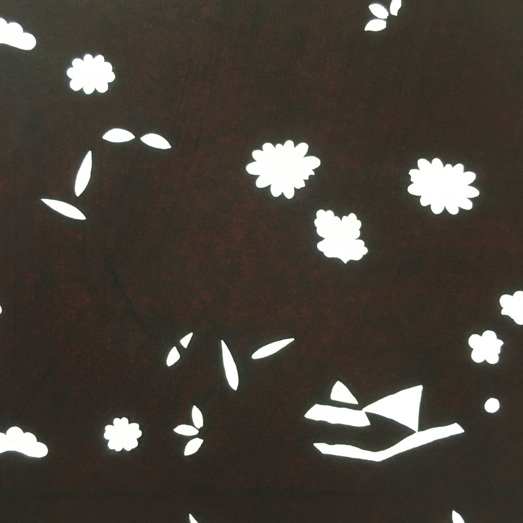 Antique Japanese Katagami Paper Kimono Stencil Katazome Flower Design C673