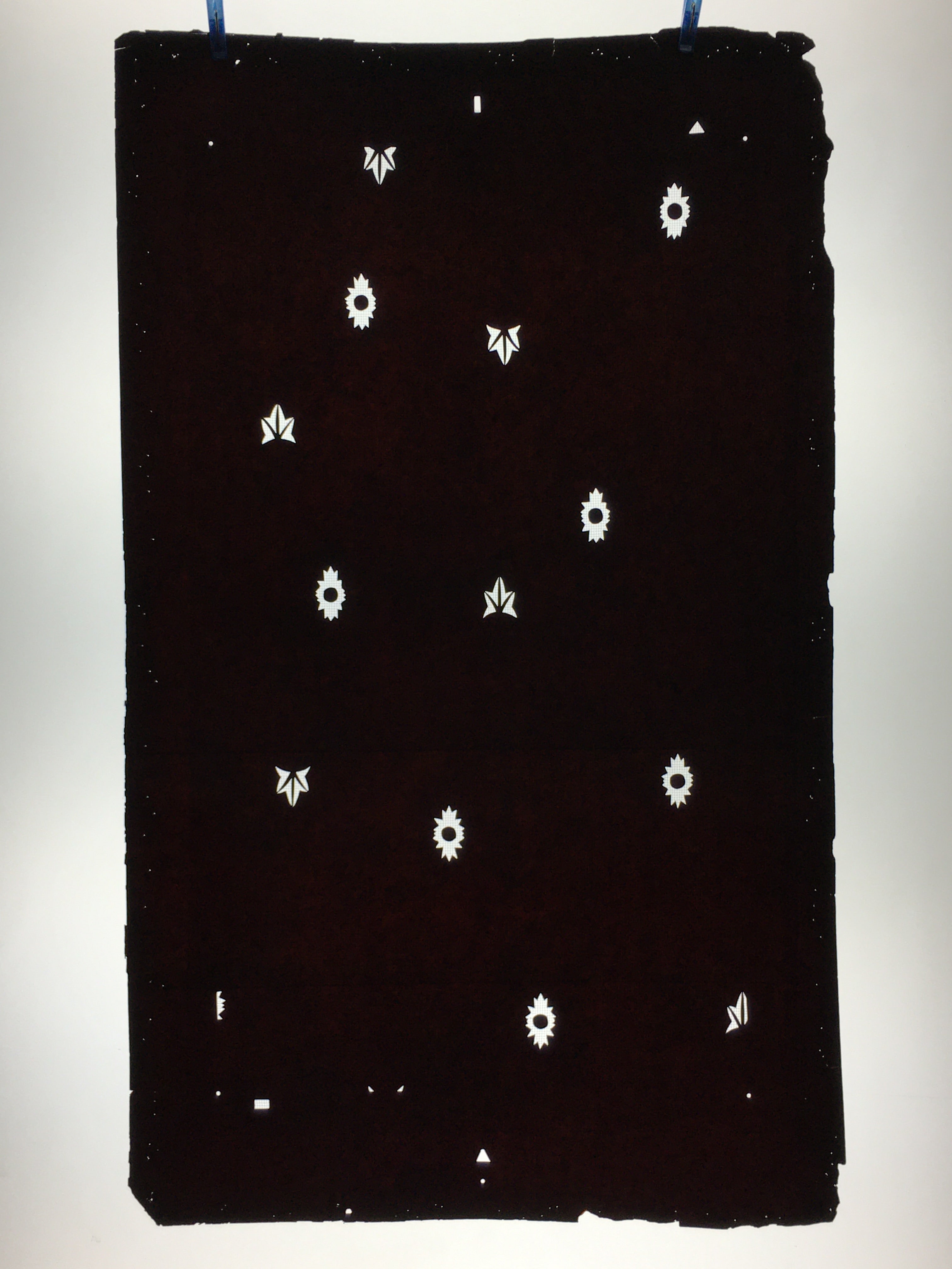 Antique Japanese Katagami Paper Kimono Stencil Katazome Flower Leaf Pattern C872