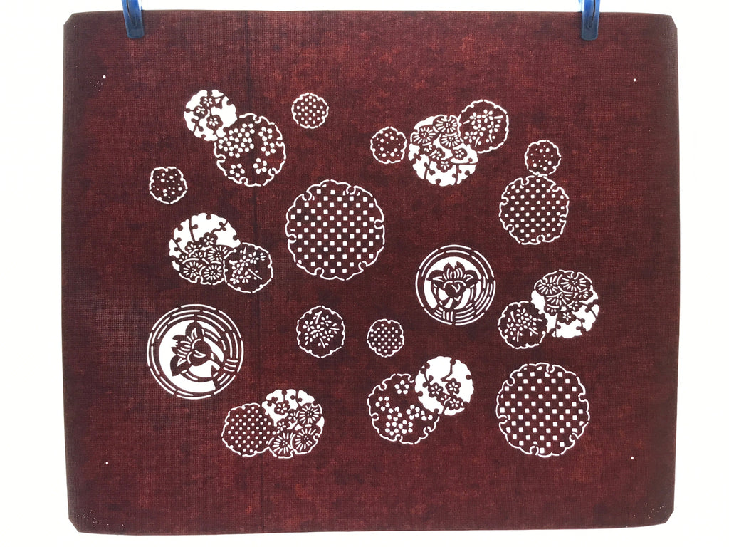 Antique Japanese Katagami Paper Kimono Stencil Katazome Flower Medley A627