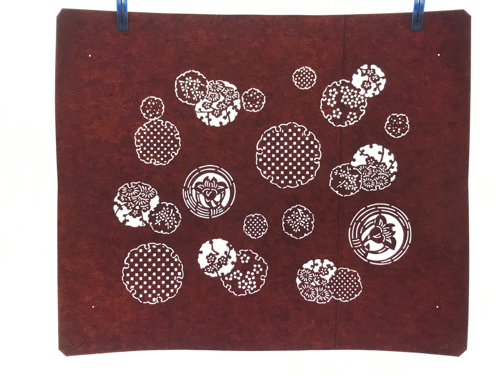 Antique Japanese Katagami Paper Kimono Stencil Katazome Flower Medley A627
