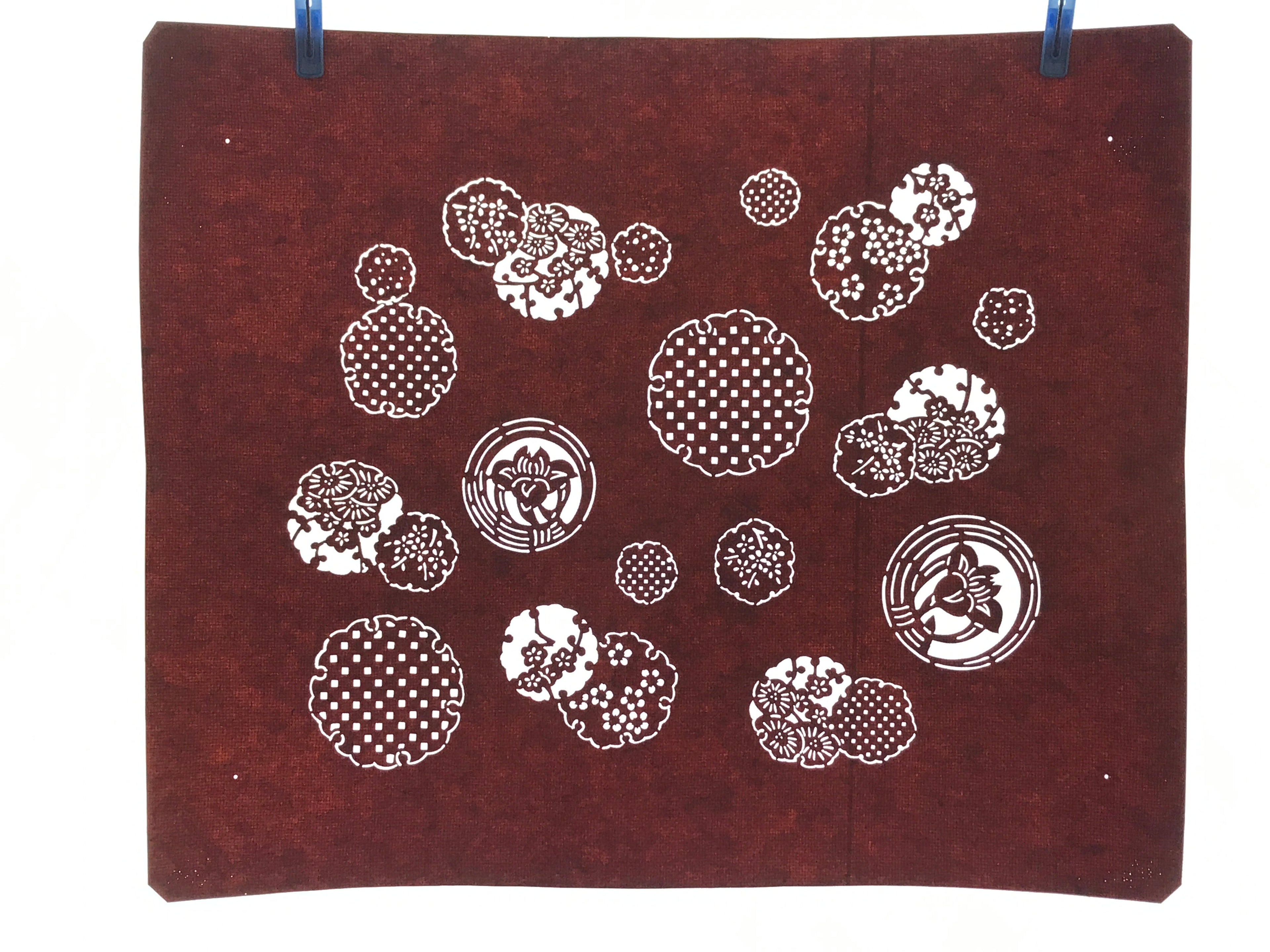 Antique Japanese Katagami Paper Kimono Stencil Katazome Flower Medley A627