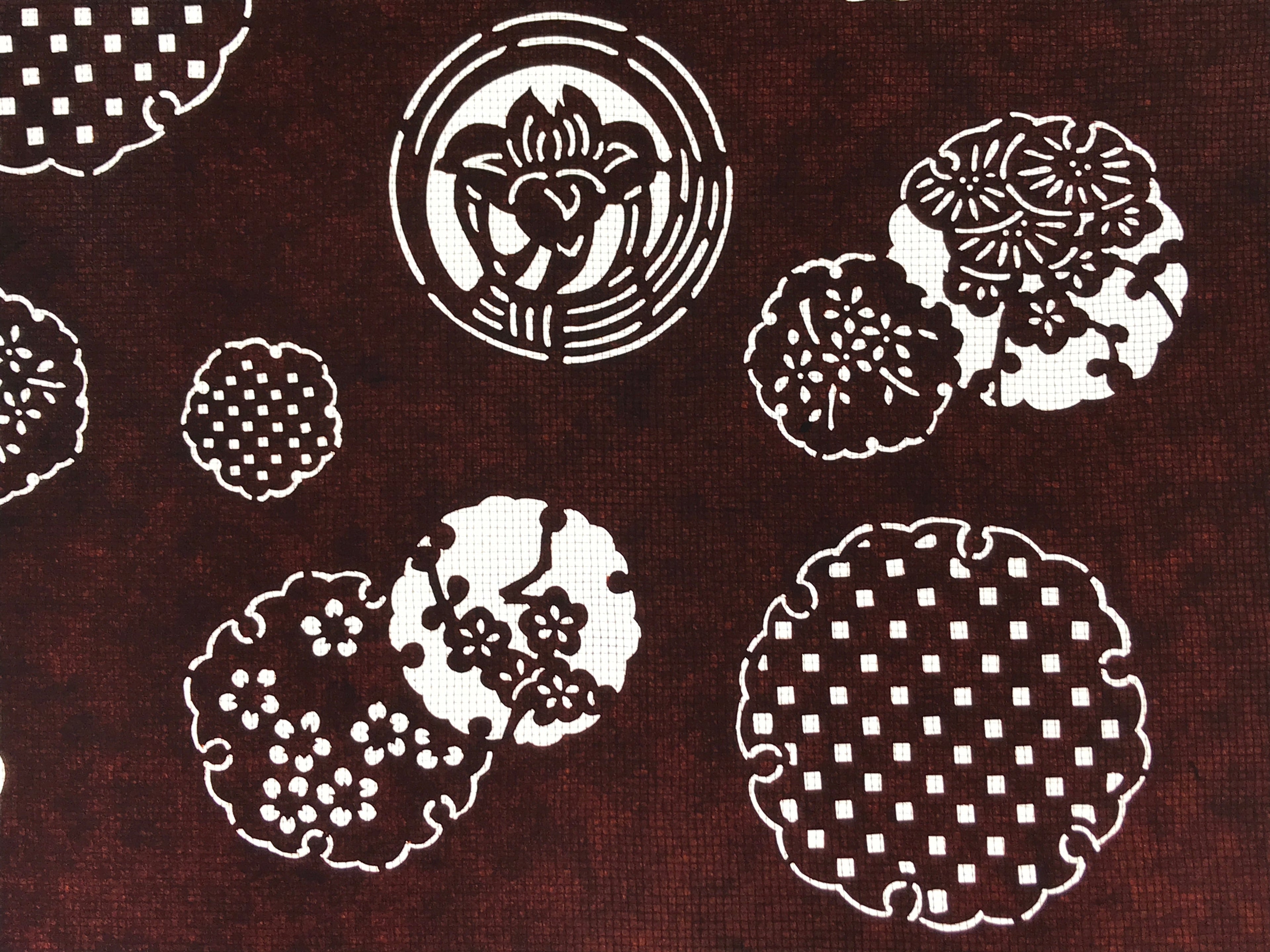 Antique Japanese Katagami Paper Kimono Stencil Katazome Flower Medley A627