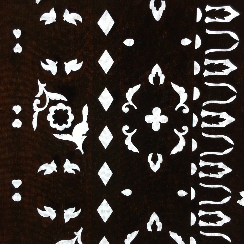 Antique Japanese Katagami Paper Kimono Stencil Katazome Flower Pattern C840