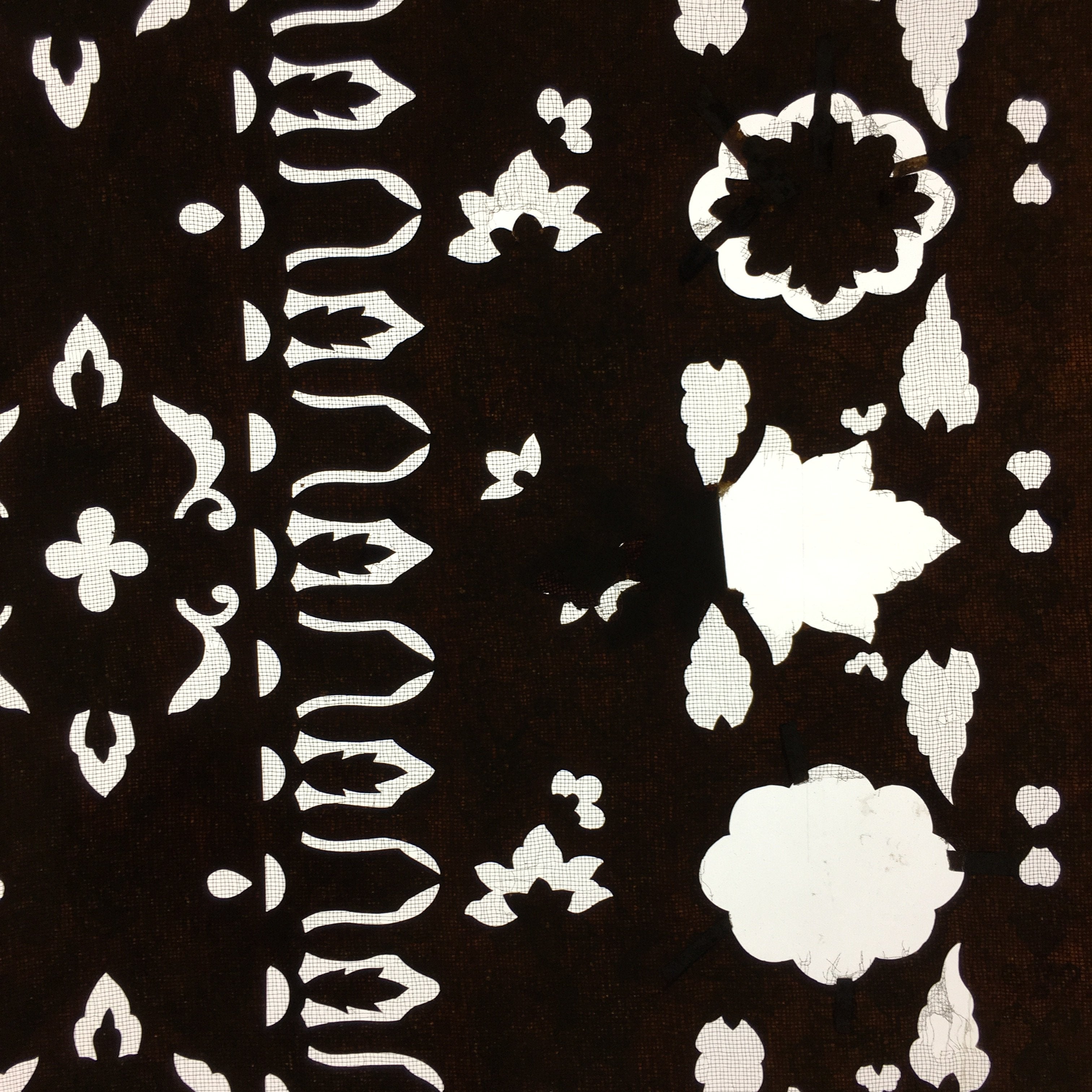 Antique Japanese Katagami Paper Kimono Stencil Katazome Flower Pattern C840
