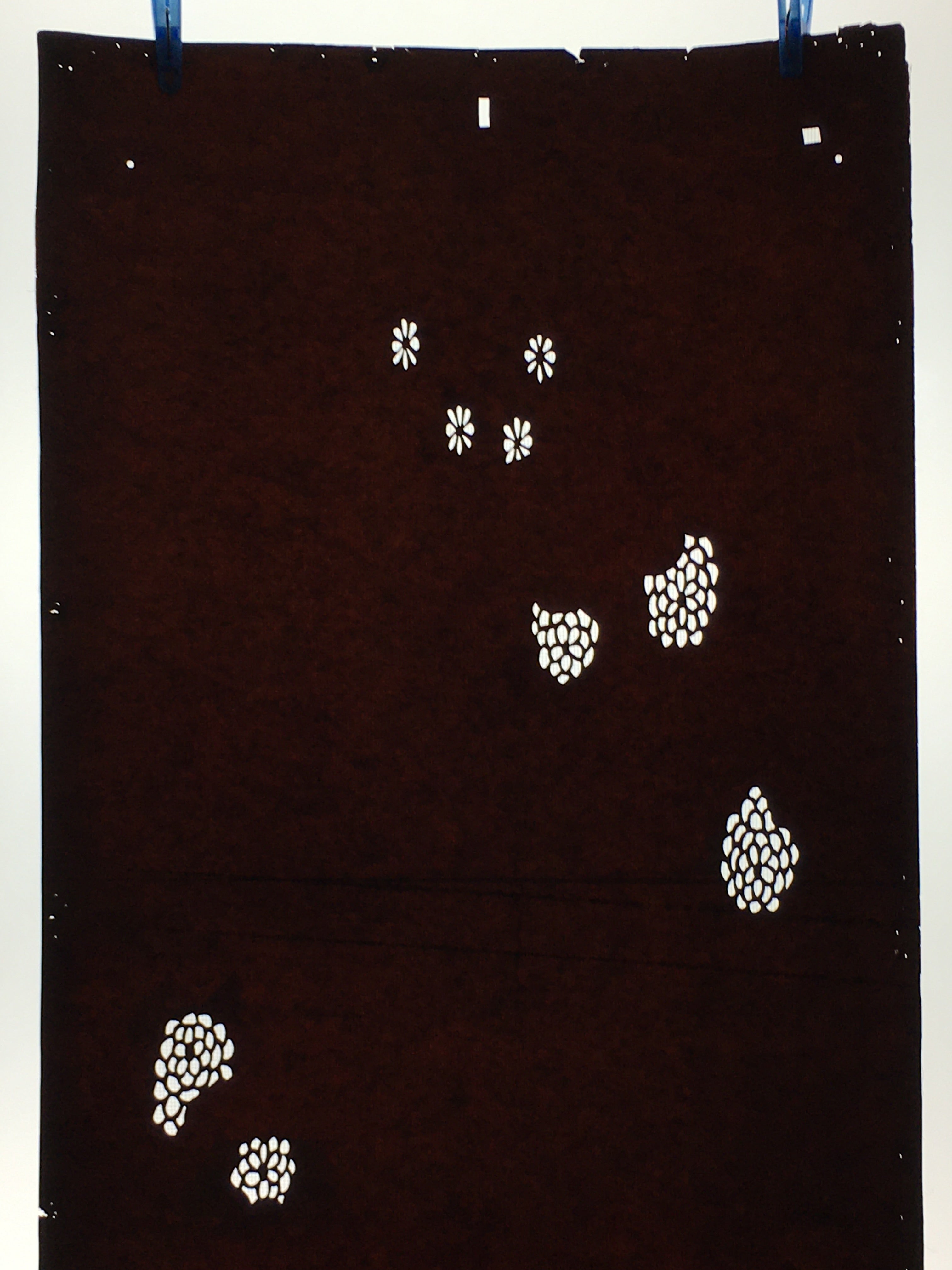 Antique Japanese Katagami Paper Kimono Stencil Katazome Flower Pattern C858