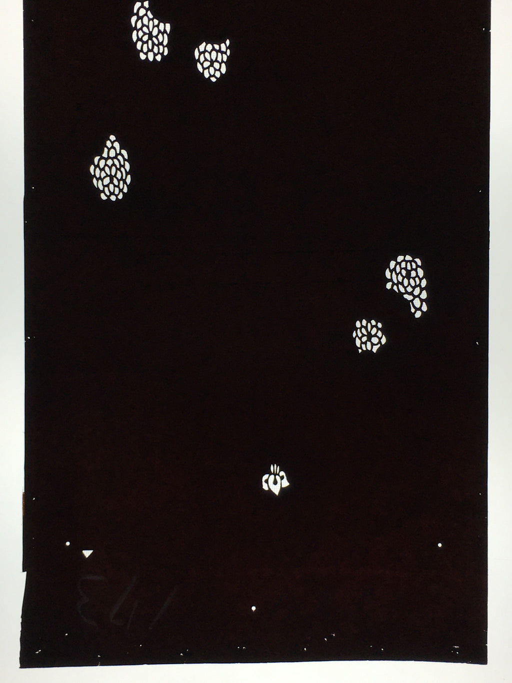 Antique Japanese Katagami Paper Kimono Stencil Katazome Flower Pattern C859