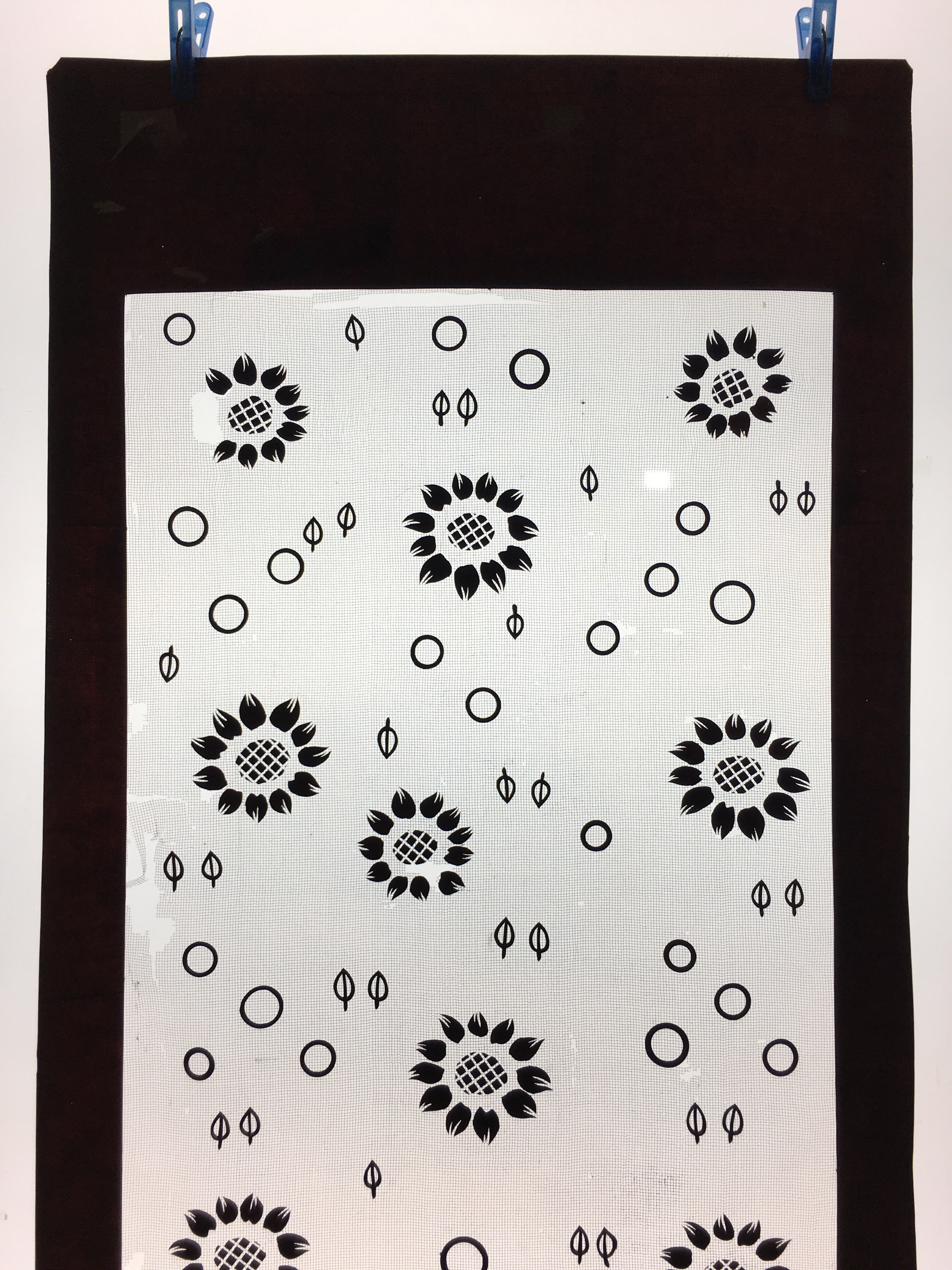 Antique Japanese Katagami Paper Kimono Stencil Katazome Flower Sunflower Pattern