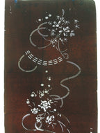 Antique Japanese Katagami Paper Kimono Stencil Katazome Flower and Ribbon Patter