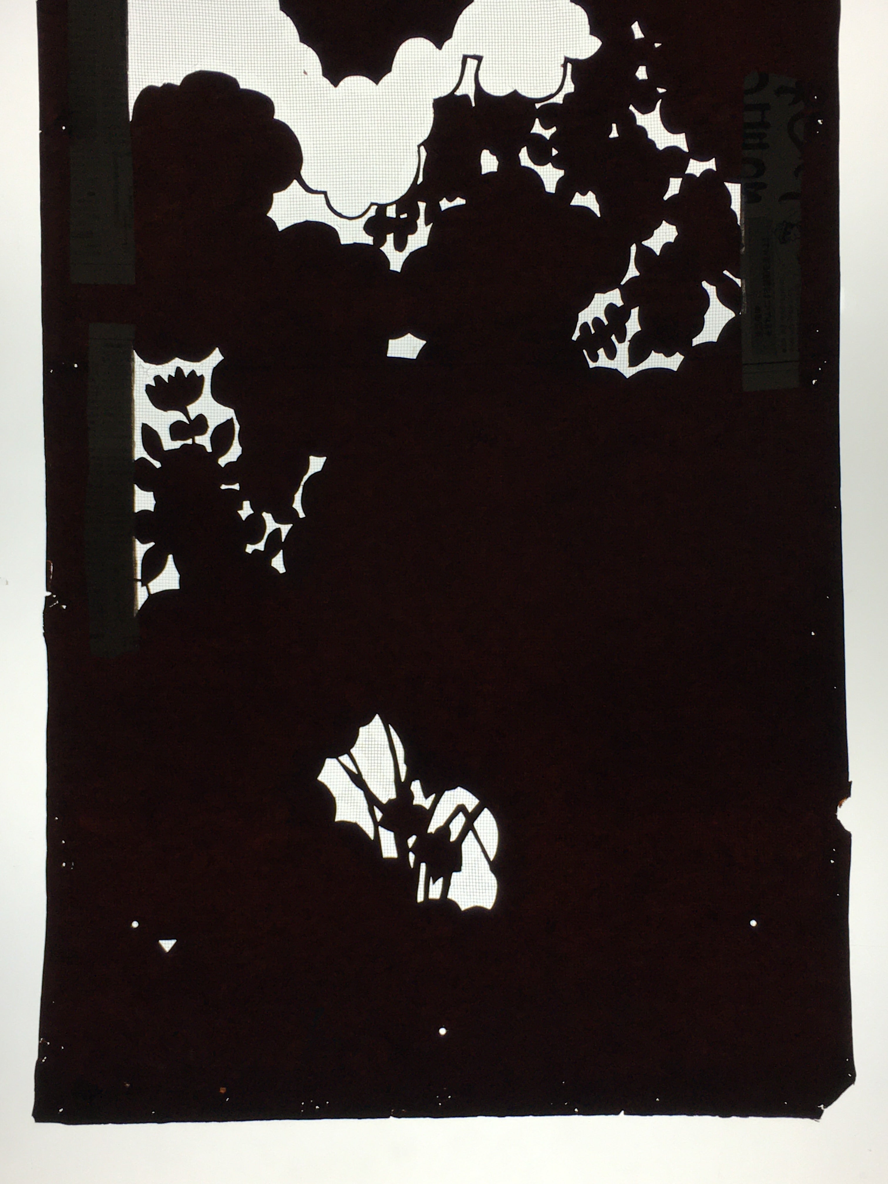 Antique Japanese Katagami Paper Kimono Stencil Katazome Garden Pattern C864