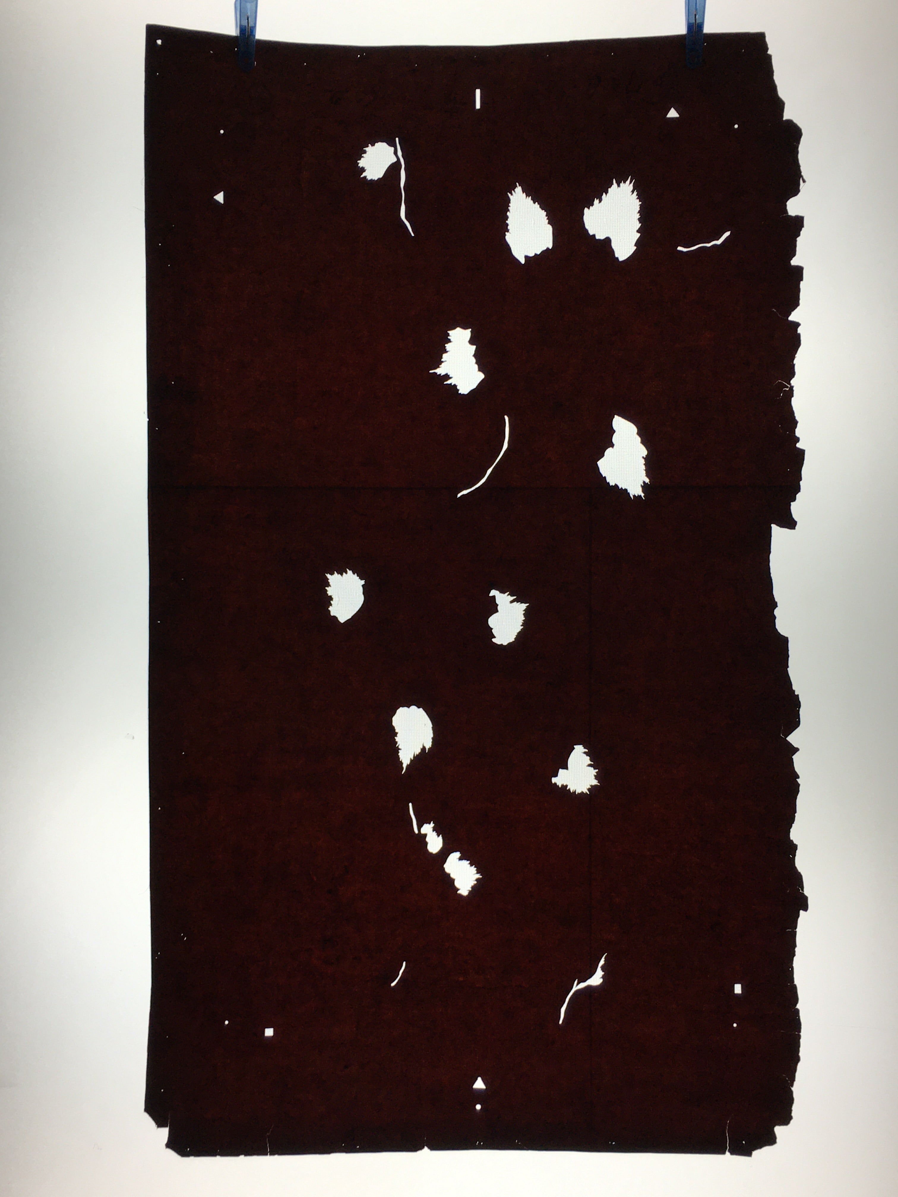 Antique Japanese Katagami Paper Kimono Stencil Katazome Leaf Pattern C852