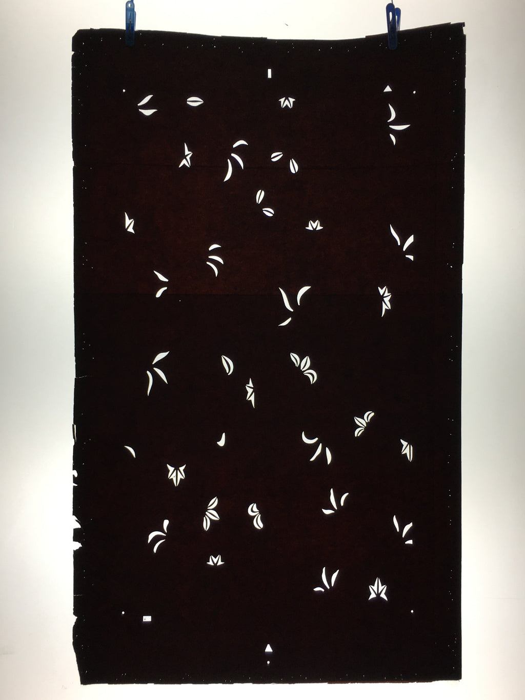 Antique Japanese Katagami Paper Kimono Stencil Katazome Leaf Pattern C877