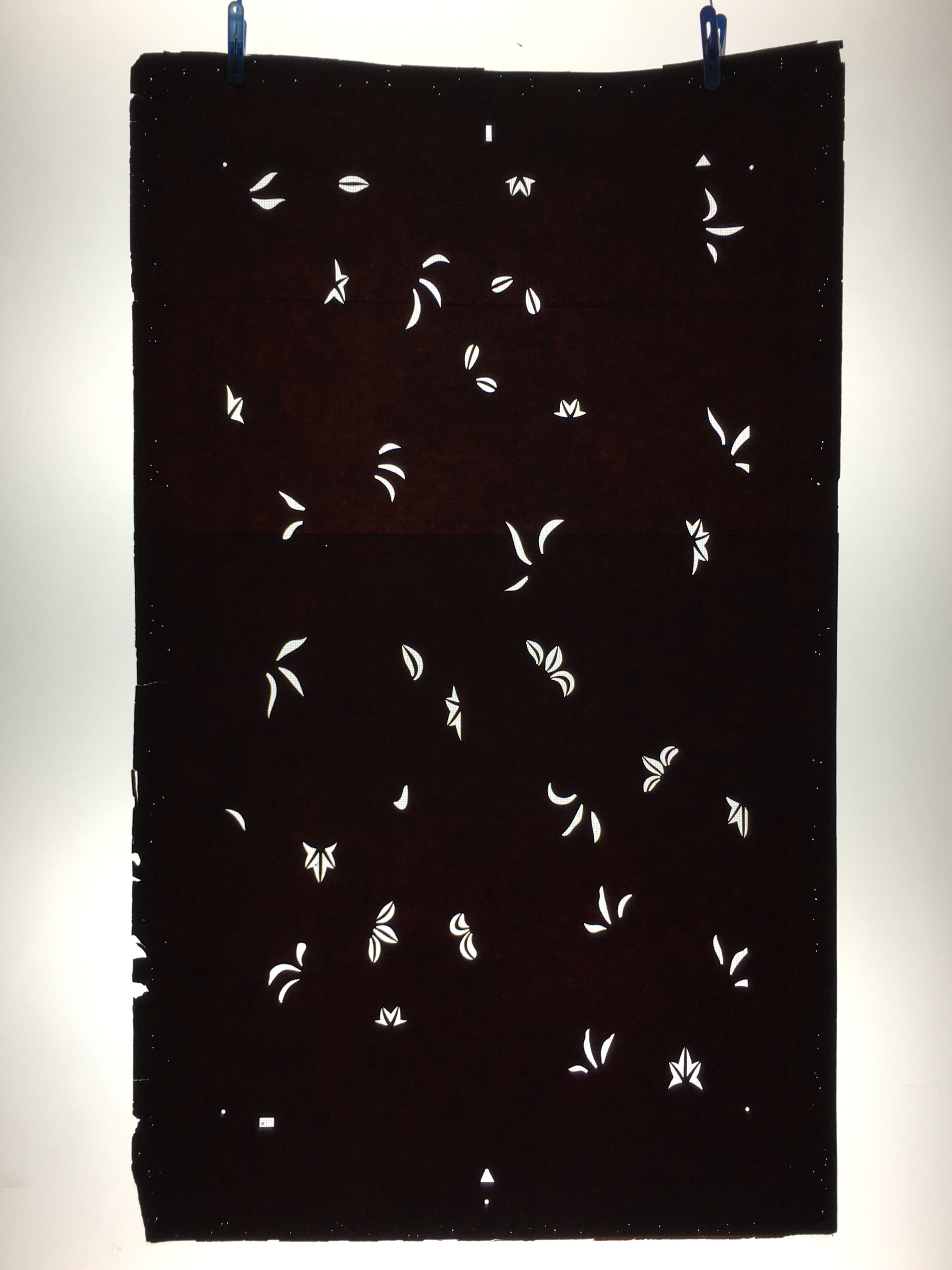 Antique Japanese Katagami Paper Kimono Stencil Katazome Leaf Pattern C877