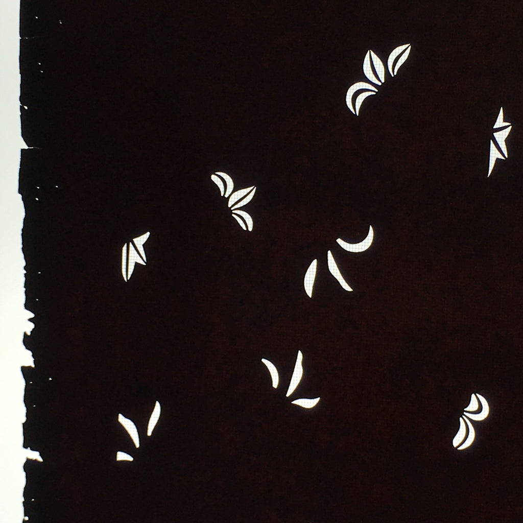 Antique Japanese Katagami Paper Kimono Stencil Katazome Leaf Pattern C882