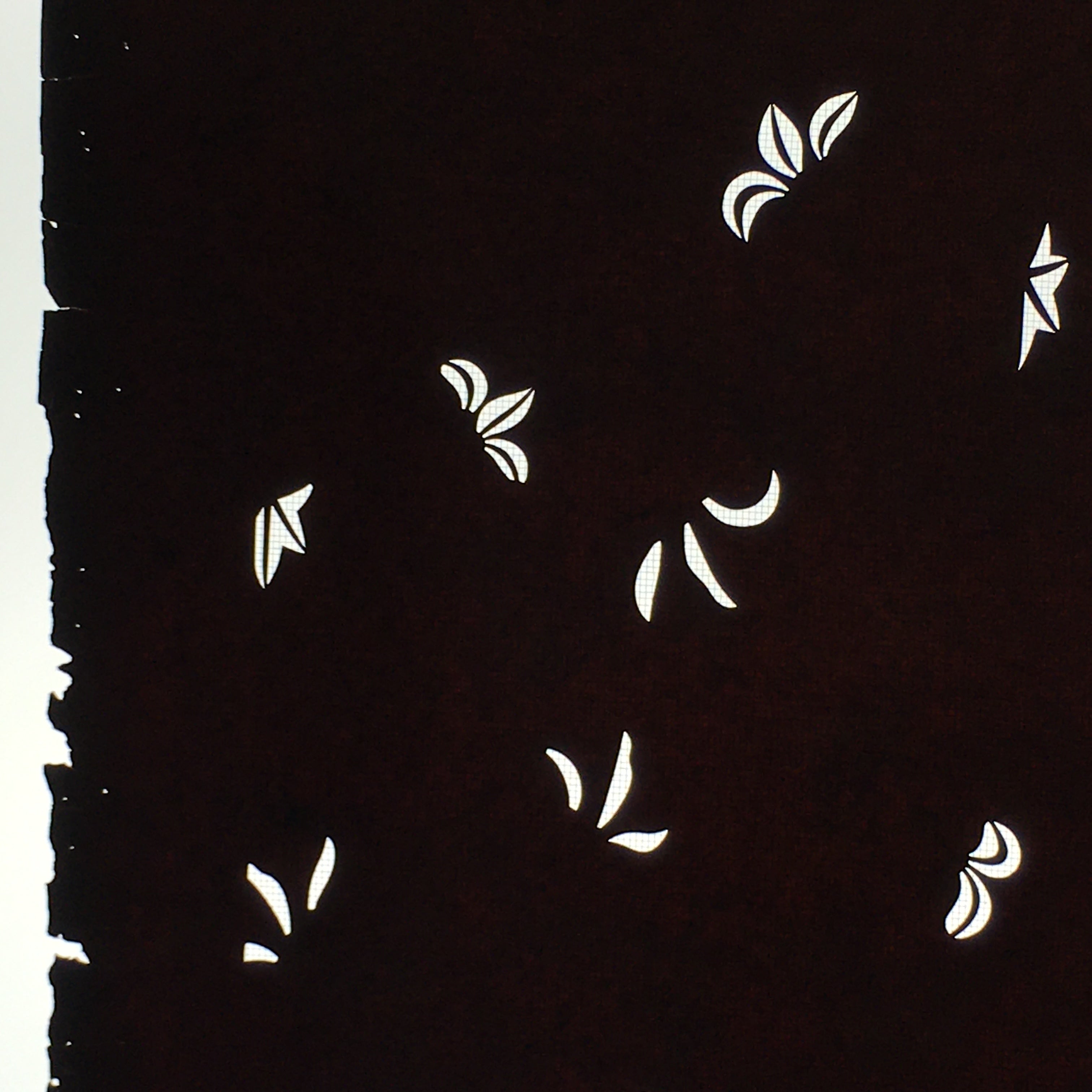 Antique Japanese Katagami Paper Kimono Stencil Katazome Leaf Pattern C882