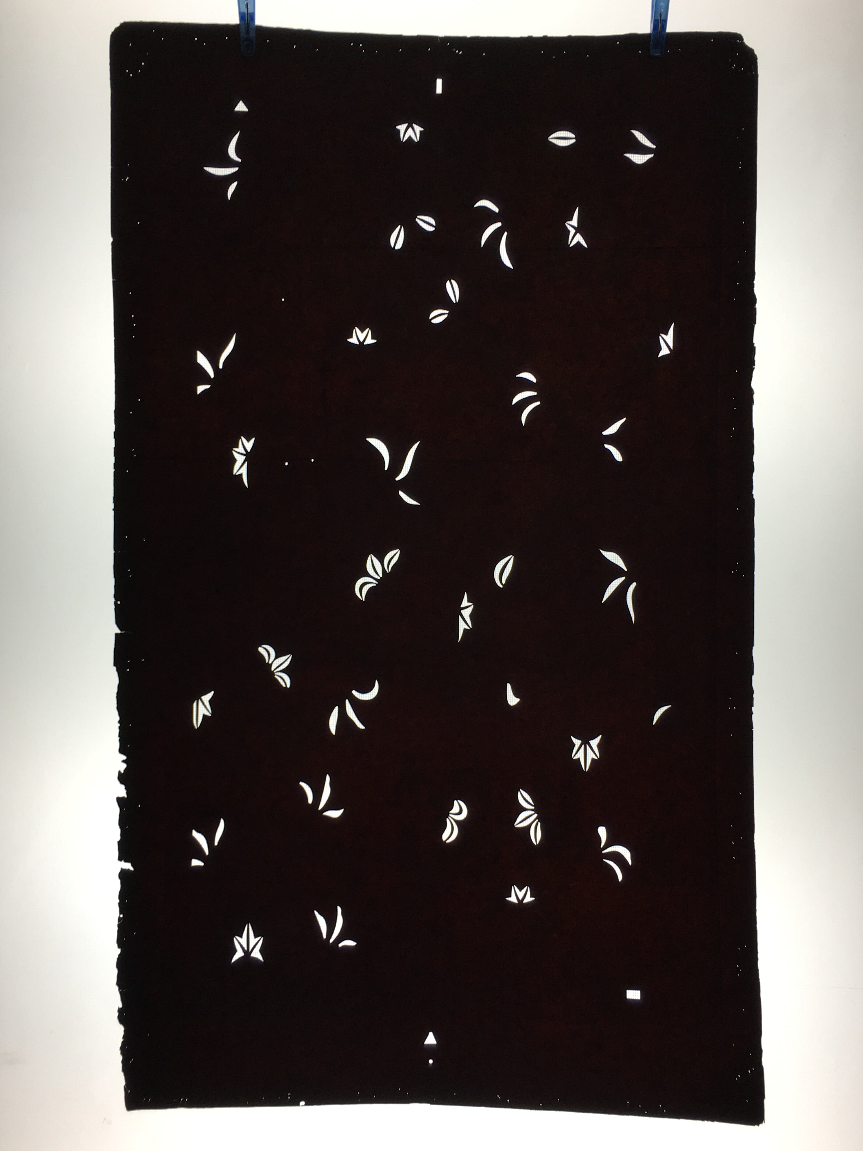 Antique Japanese Katagami Paper Kimono Stencil Katazome Leaf Pattern C882