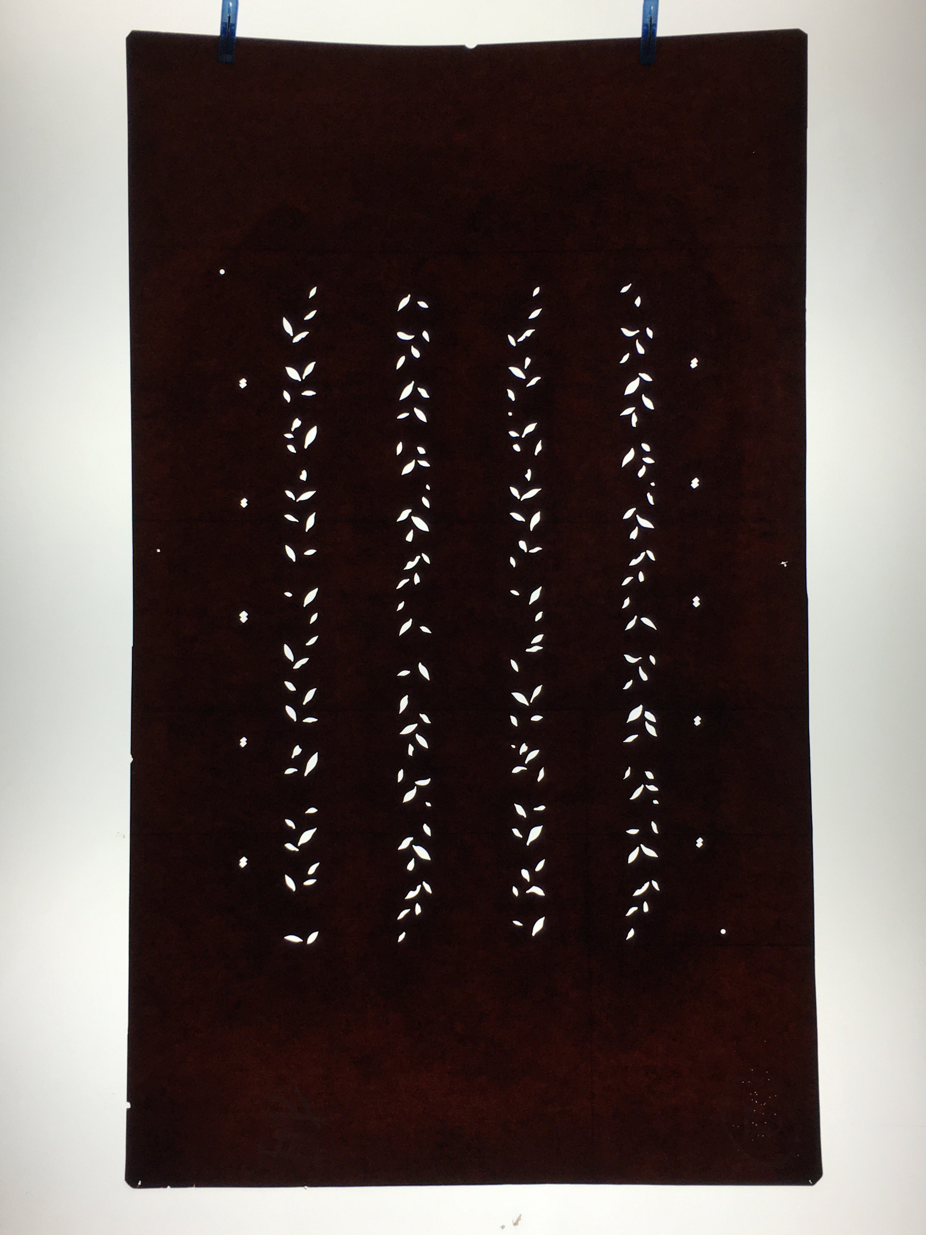 Antique Japanese Katagami Paper Kimono Stencil Katazome Leaf Pattern C883
