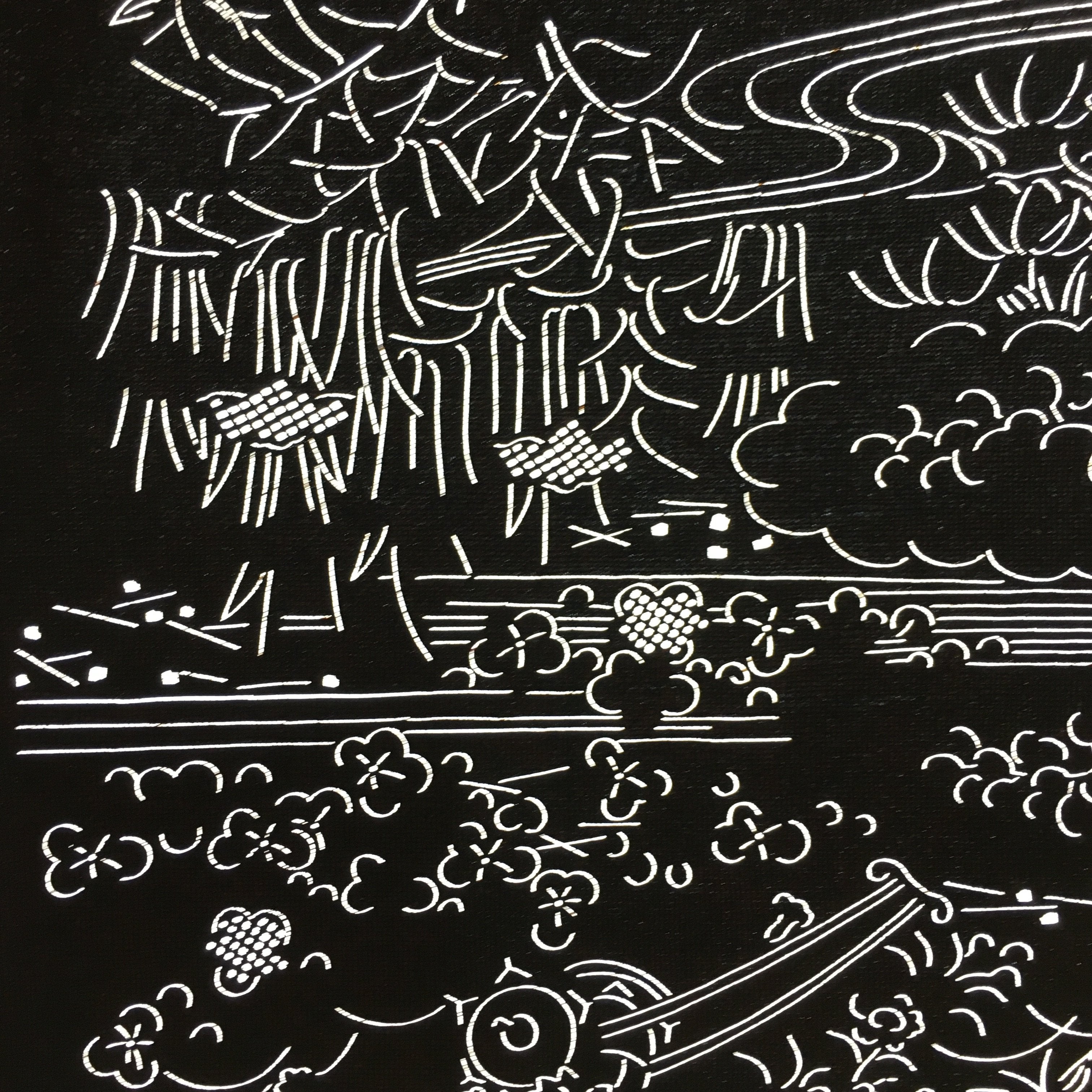 Antique Japanese Katagami Paper Kimono Stencil Katazome Natural landscape C835
