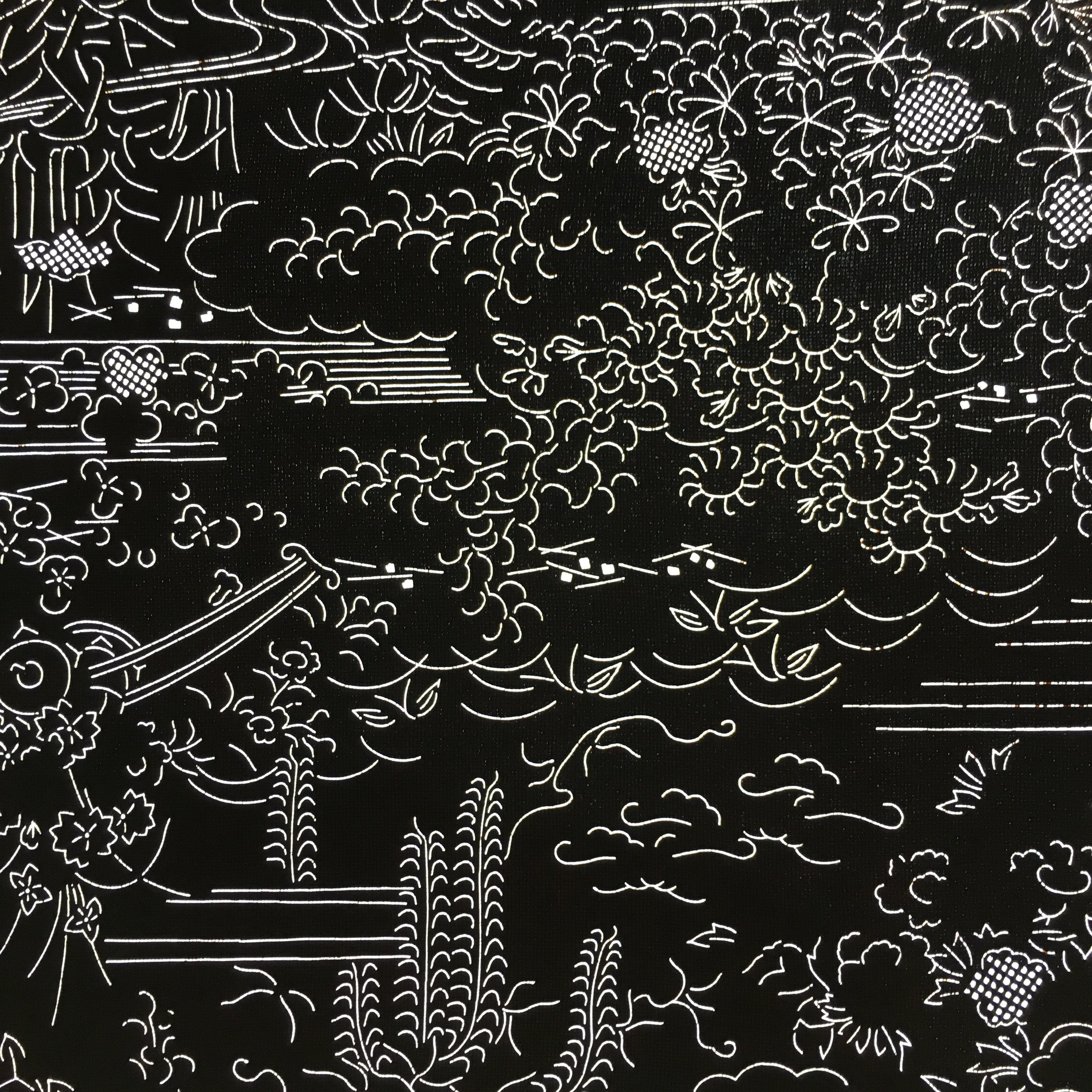 Antique Japanese Katagami Paper Kimono Stencil Katazome Natural landscape C835