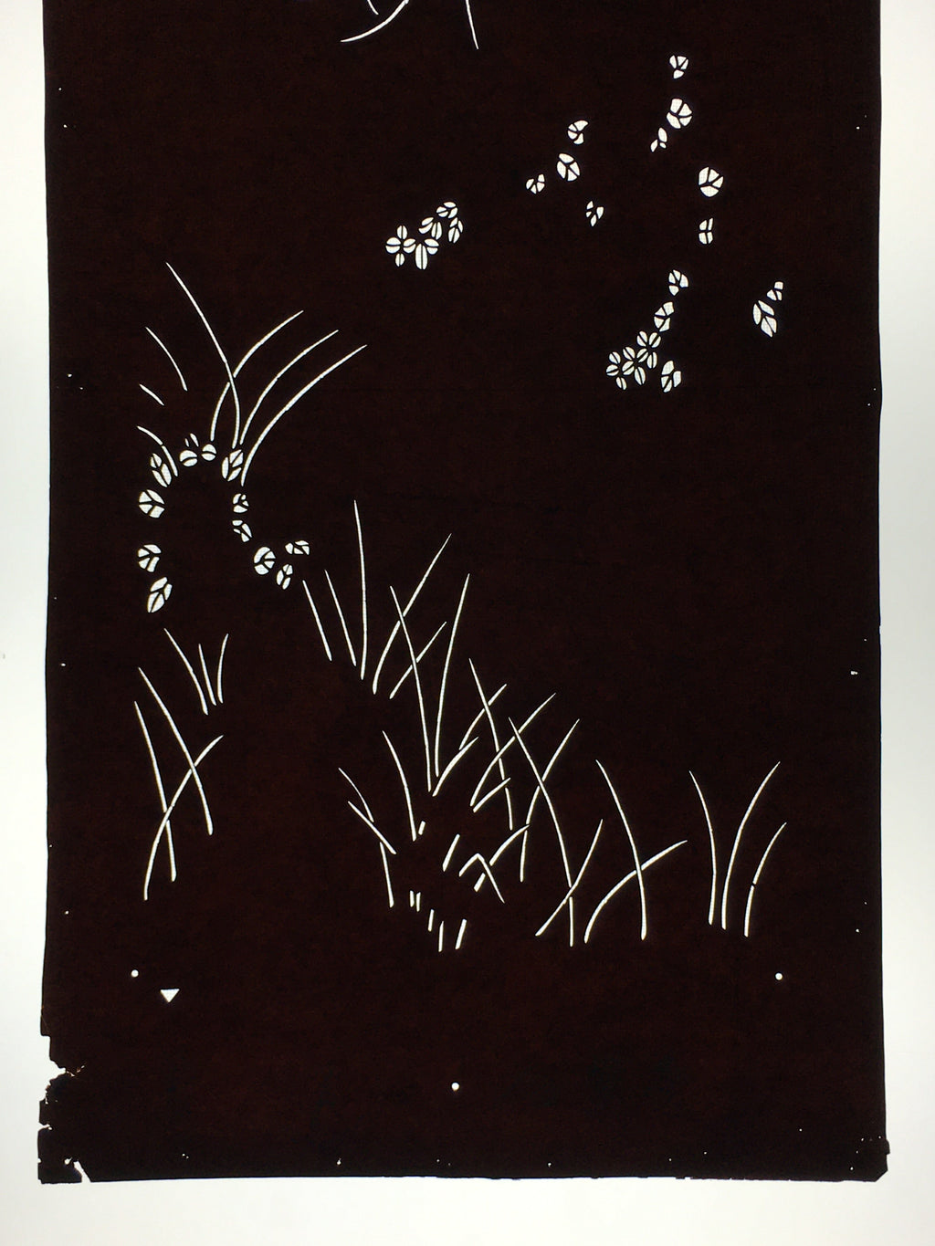 Antique Japanese Katagami Paper Kimono Stencil Katazome Plant Leaf Pattern C862