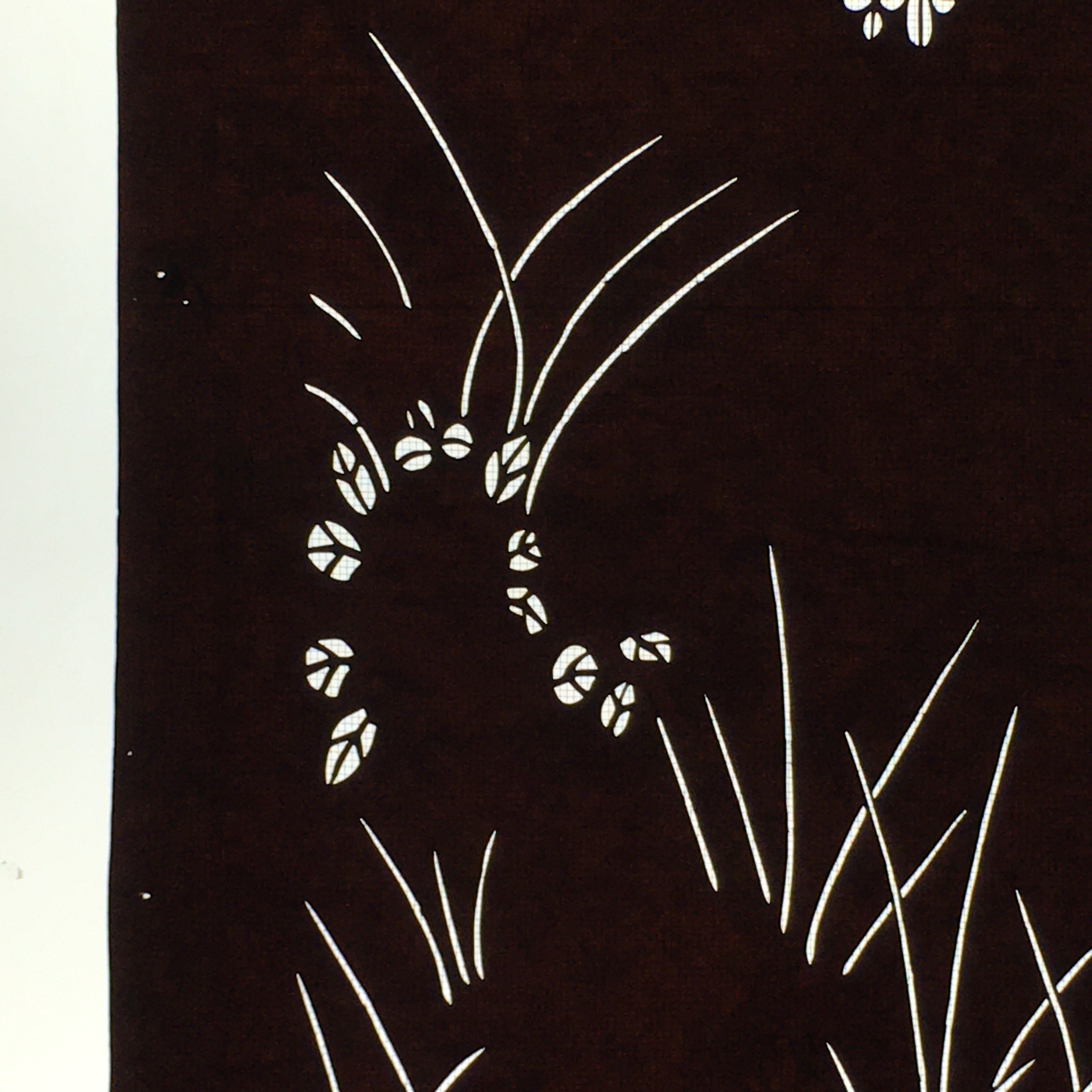 Antique Japanese Katagami Paper Kimono Stencil Katazome Plant Leaf Pattern C862