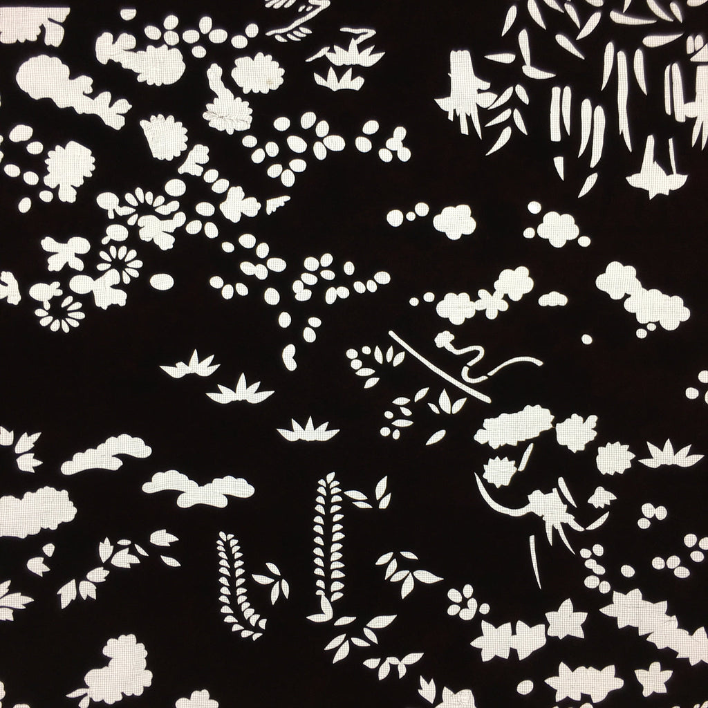 Antique Japanese Katagami Paper Kimono Stencil Katazome Plants Flowers C837