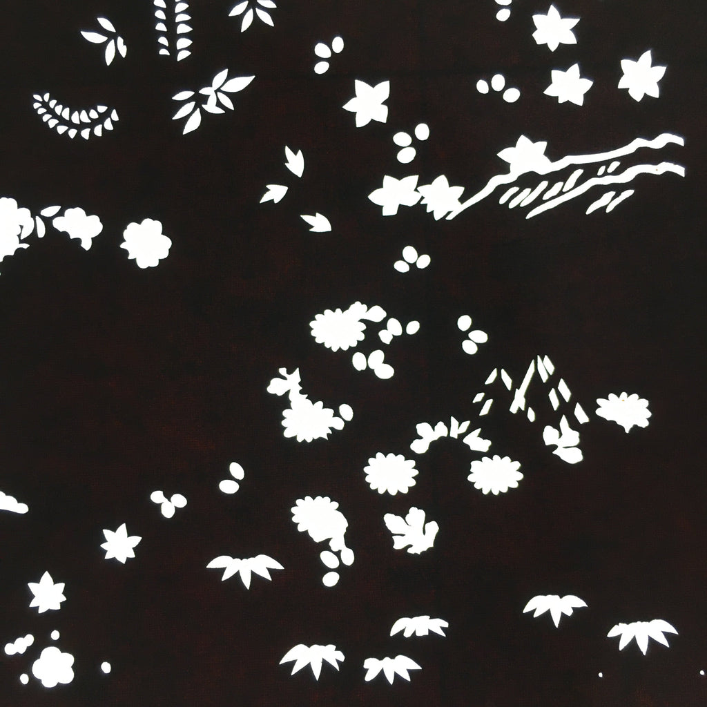 Antique Japanese Katagami Paper Kimono Stencil Katazome Plants Flowers C838