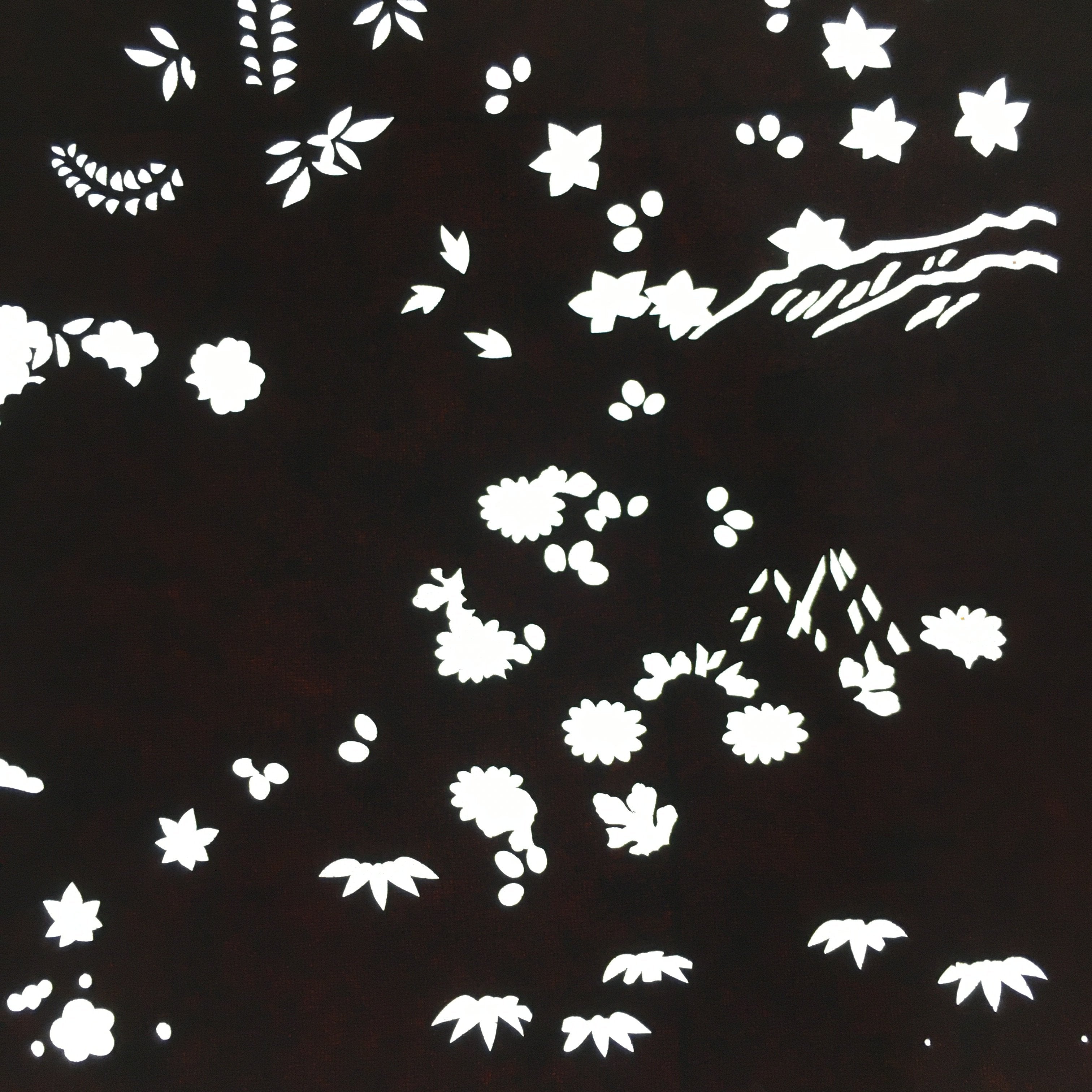 Antique Japanese Katagami Paper Kimono Stencil Katazome Plants Flowers C838