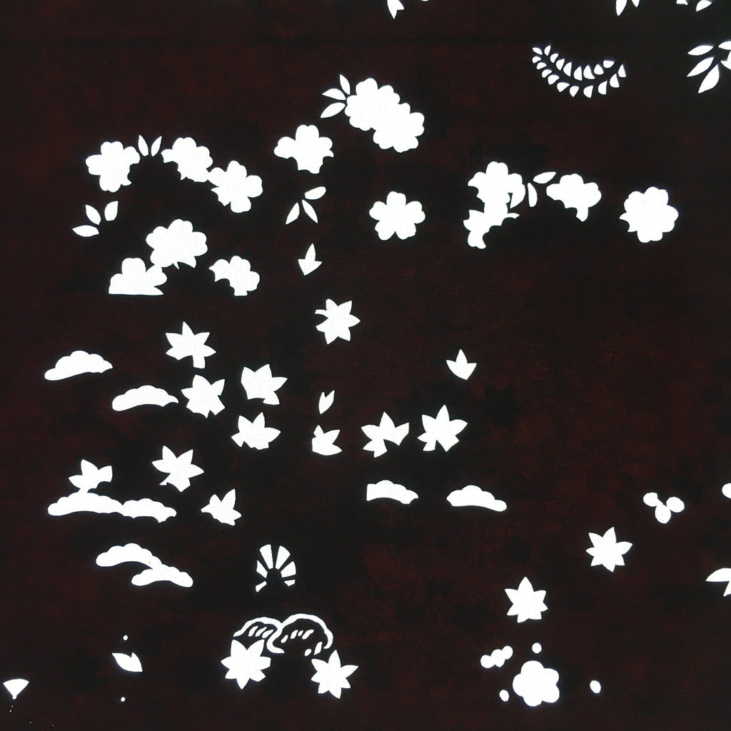 Antique Japanese Katagami Paper Kimono Stencil Katazome Plants Flowers C839