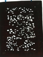Antique Japanese Katagami Paper Kimono Stencil Katazome Plants Flowers C839
