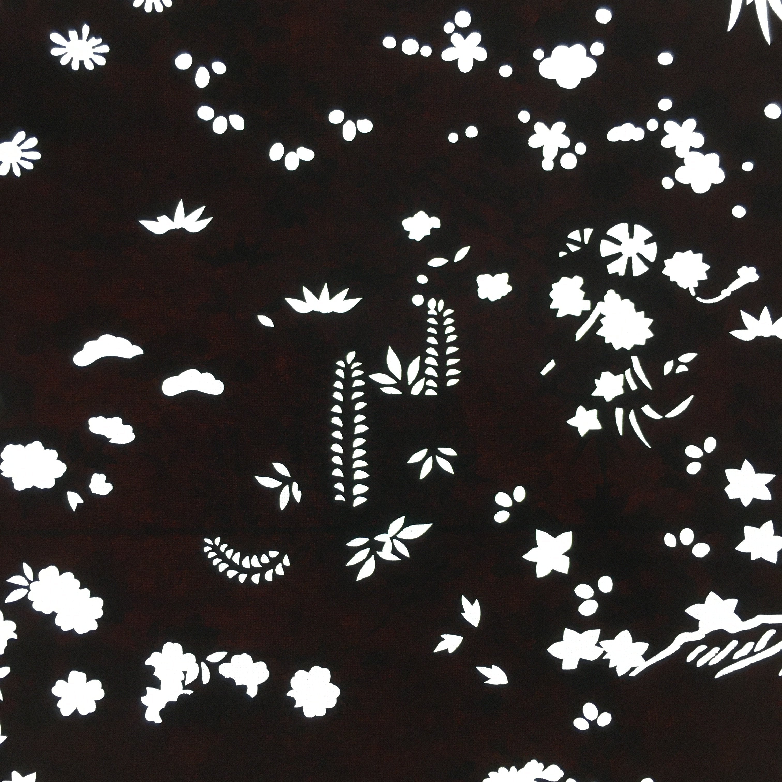 Antique Japanese Katagami Paper Kimono Stencil Katazome Plants Flowers C839