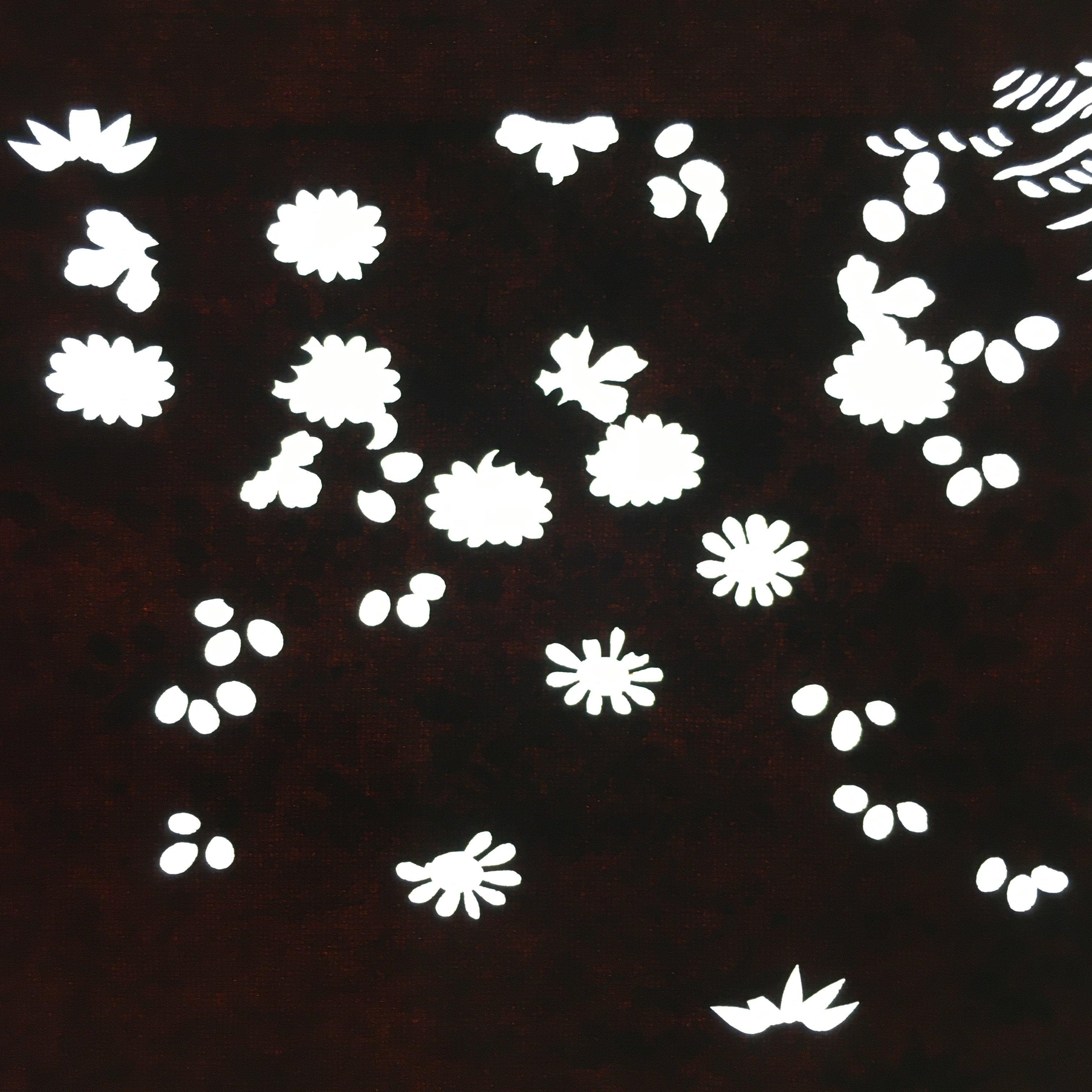 Antique Japanese Katagami Paper Kimono Stencil Katazome Plants Flowers C839