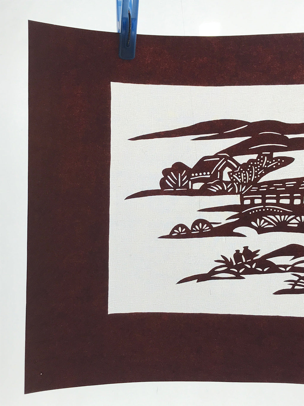 Antique Japanese Katagami Paper Kimono Stencil Katazome Quaint Village A631