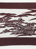 Antique Japanese Katagami Paper Kimono Stencil Katazome Quaint Village A631