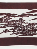 Antique Japanese Katagami Paper Kimono Stencil Katazome Quaint Village A631