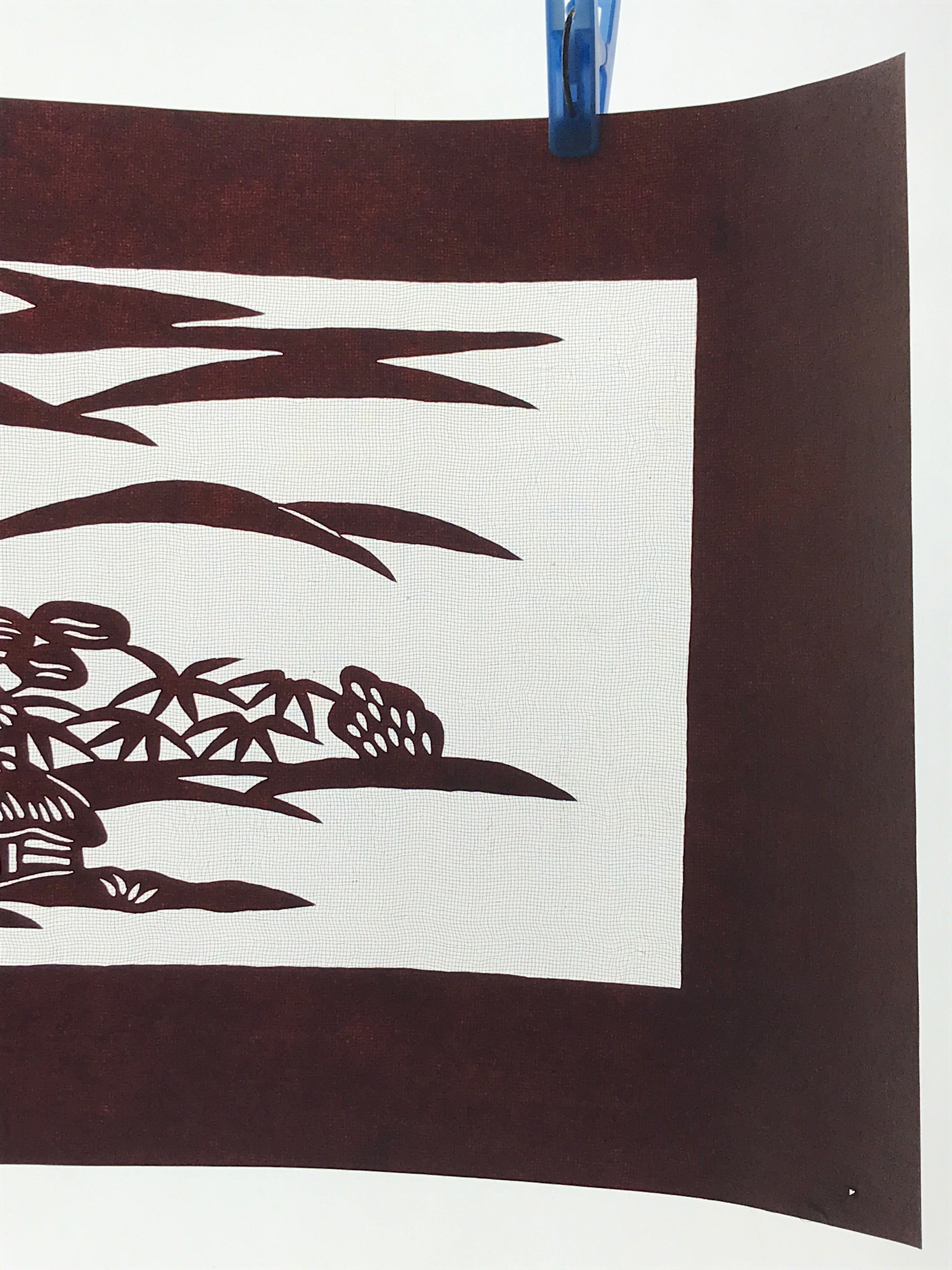Antique Japanese Katagami Paper Kimono Stencil Katazome Quaint Village A631