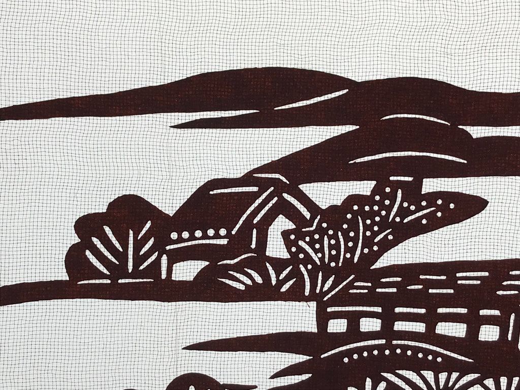 Antique Japanese Katagami Paper Kimono Stencil Katazome Quaint Village A631