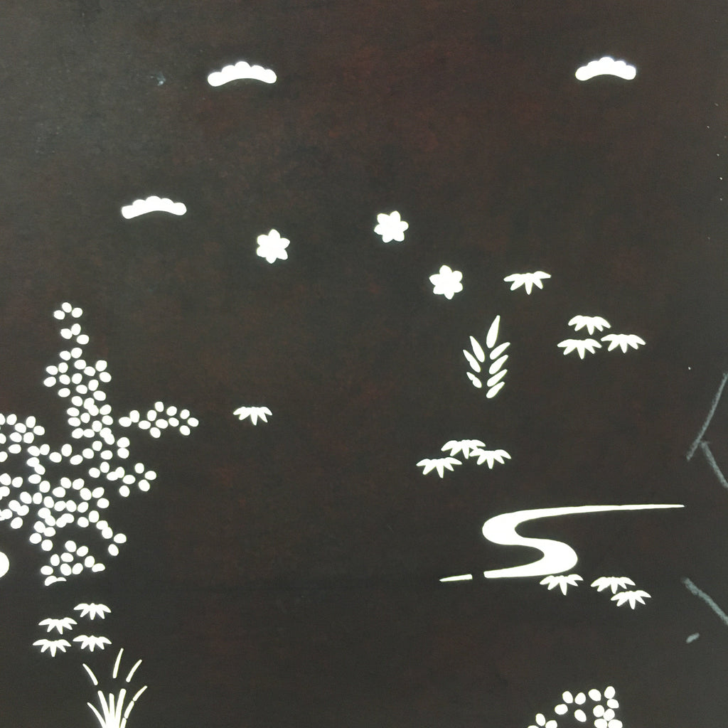Antique Japanese Katagami Paper Kimono Stencil Katazome Stream Design C667