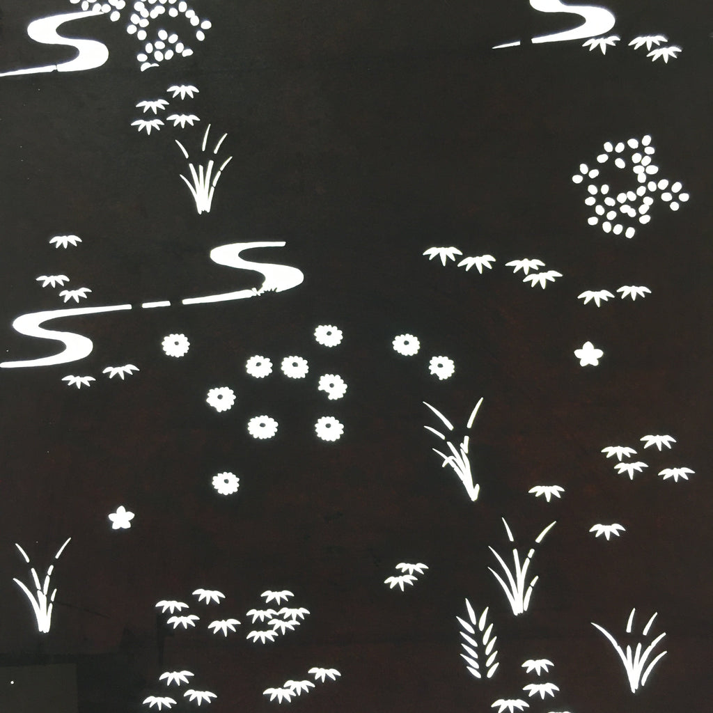Antique Japanese Katagami Paper Kimono Stencil Katazome Stream Design C667
